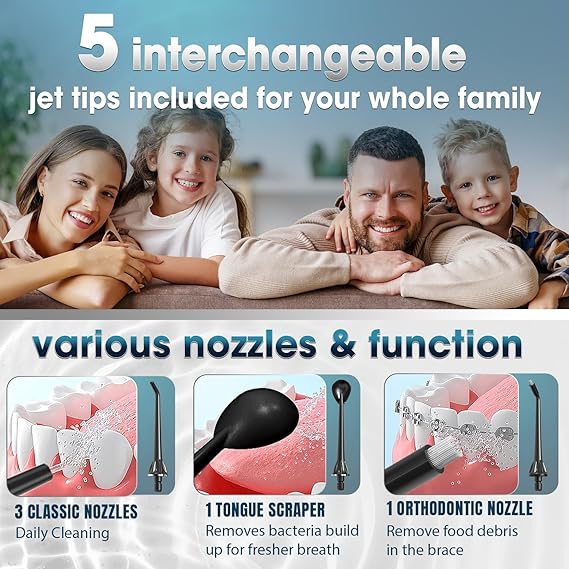 Nicwell Water Dental Flosser Teeth Pick - Cordless Portable 4 Modes Rechargeable Flossers Oral Irrigator IPX7 Waterproof Travel Gum Floss Cleaner Deep Cleaning Flossing Picks for Home Daily Shower