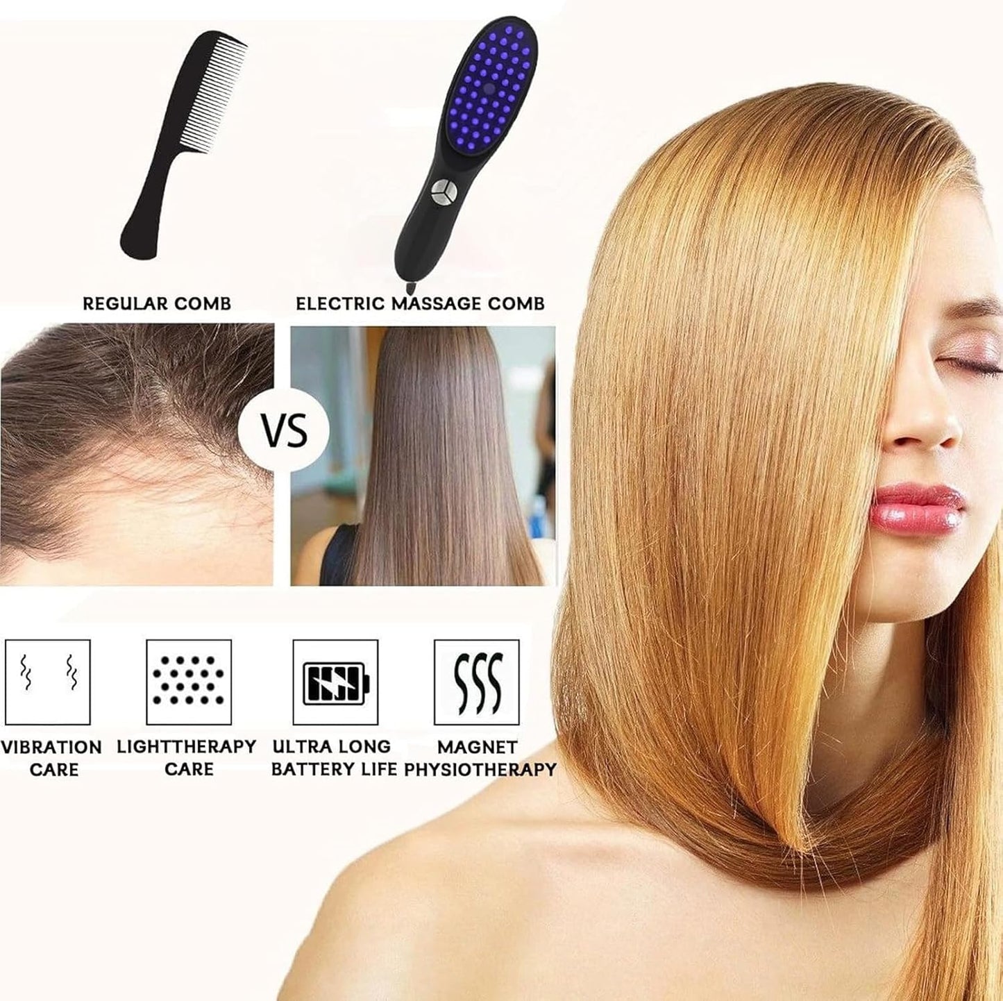 The Original Therabrush, 2-in-1 Electric Scalp Massage Brush and Applicator Bottle, 3 Modes Vibration Massage Comb, Scalp Massager with Red and Blue Light for Scalp Care