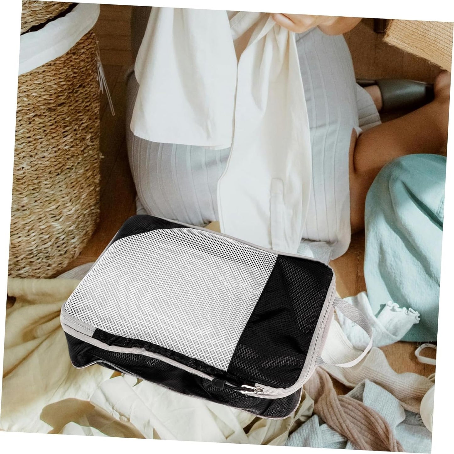 BESPORTBLE 4pcs Travel Storage Bag Expandable Compression Packing Cubes with Handles for Clothes Organization