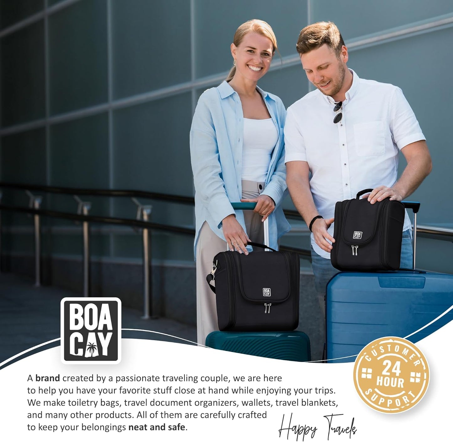 BOACAY Hanging Travel Toiletry Bag for Women and Men, Makeup and Shower Bag