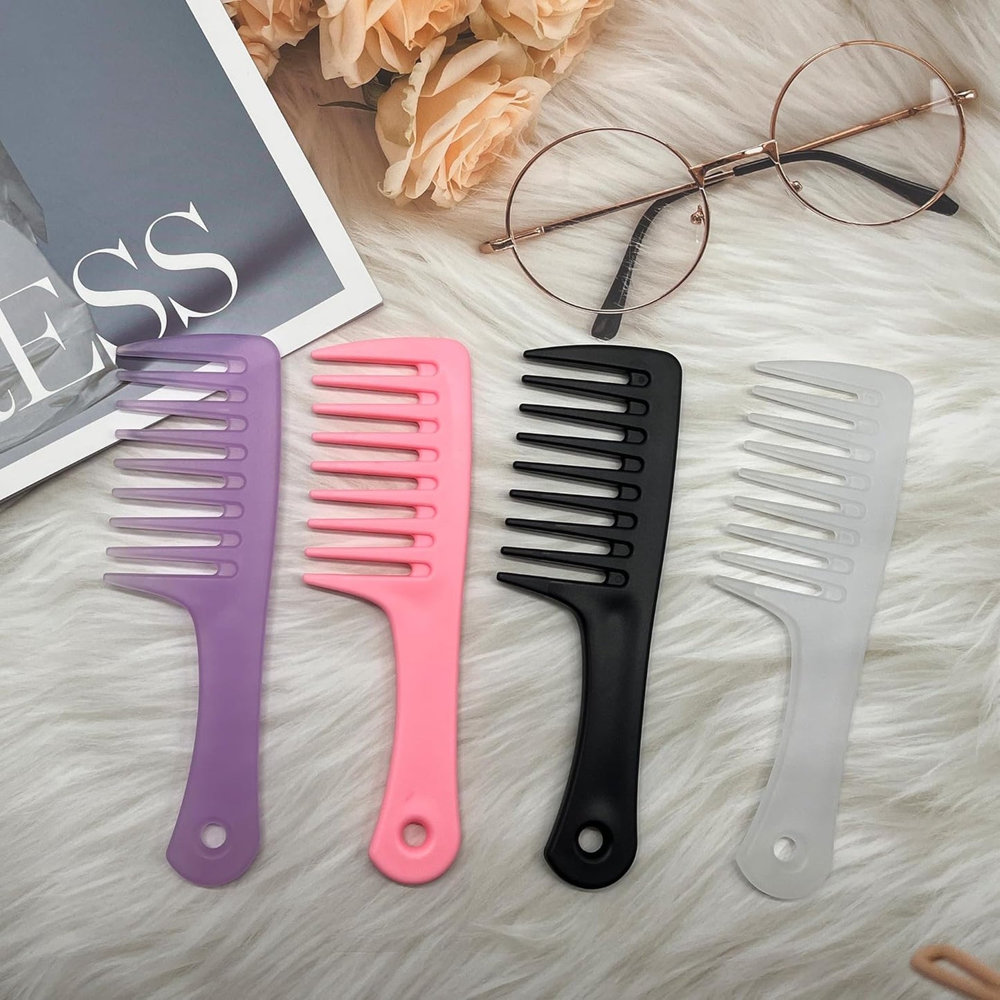 Mini Wide Tooth Comb,Small Travel Purse Hair Detangling Comb 2 Pcs Wide Teeth Pocket Comb Portable Care Handgrip Comb Shower Comb for Men Women - Best Styling Comb for Curly,Wet,Dry,Long Hair