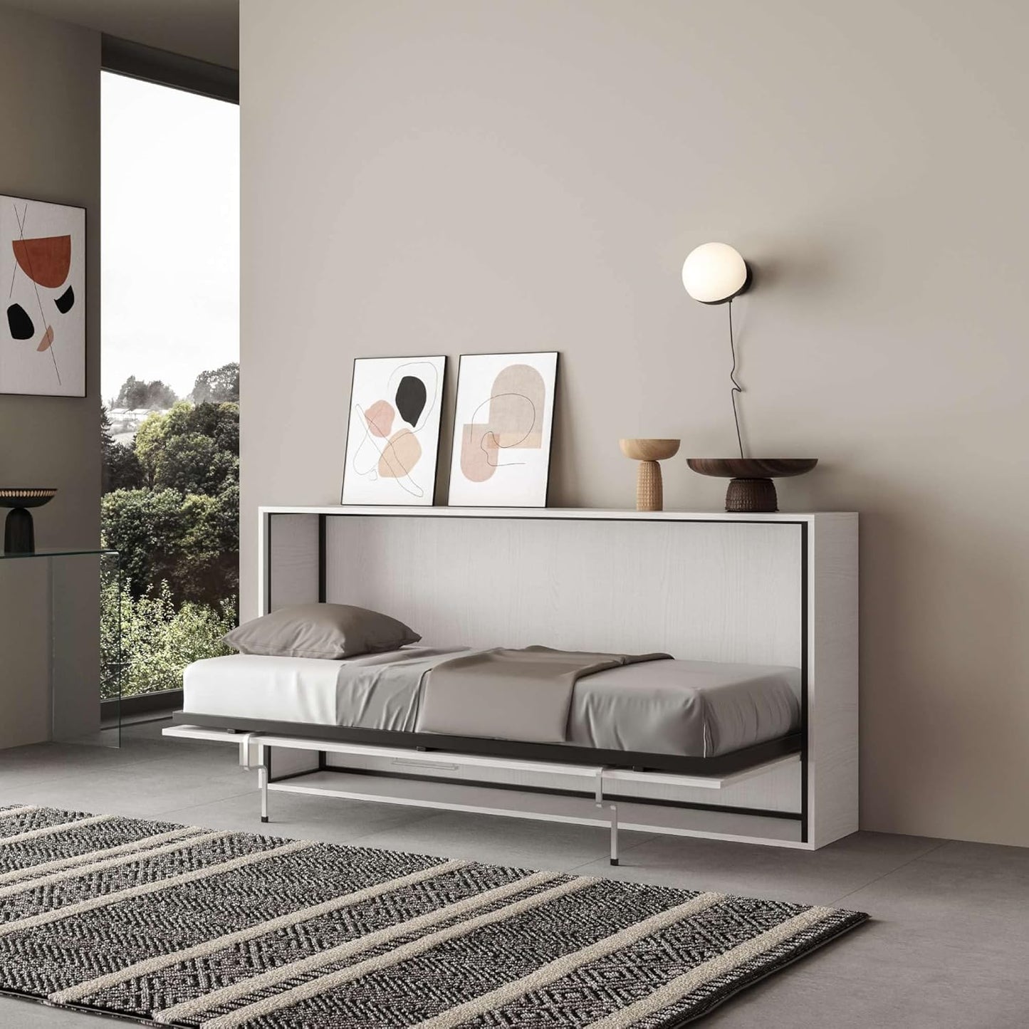WISHOME ITAMOBY - Single Horizontal Transformable Bed - Ash White