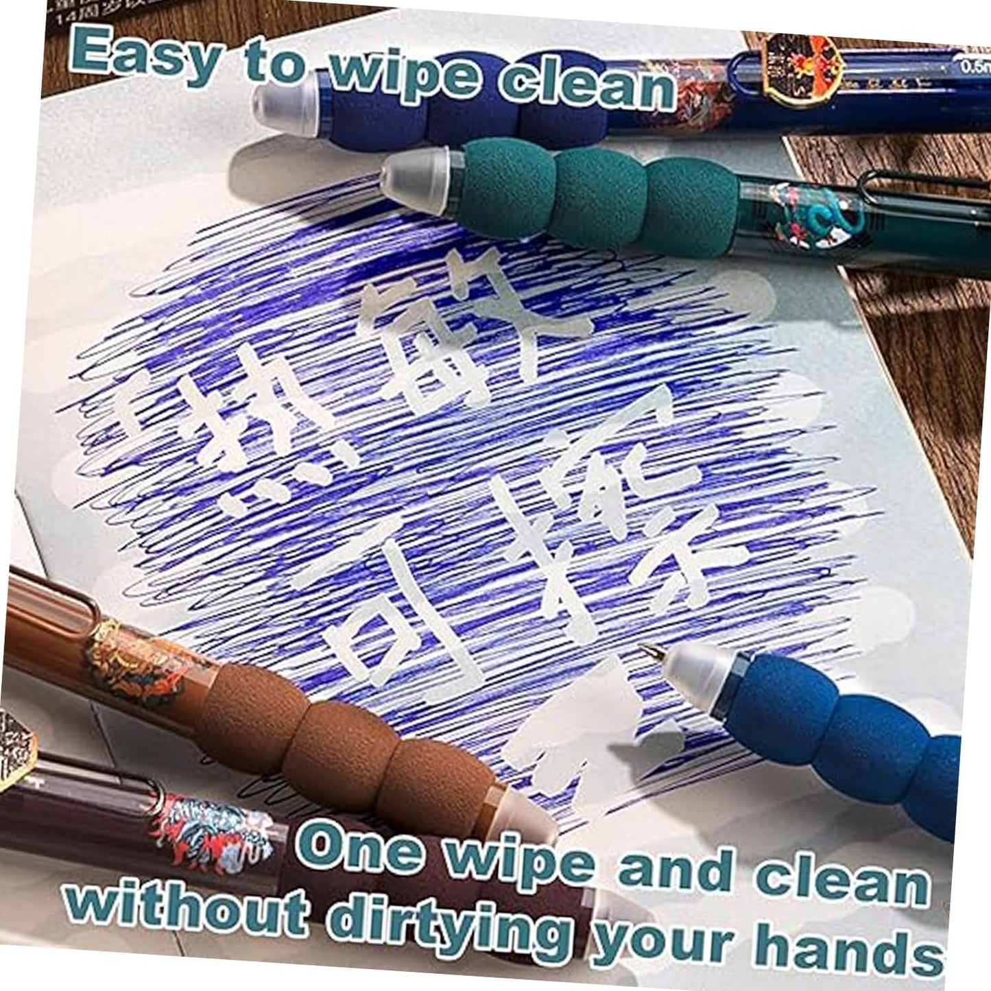 WEZCHUGHAOL Capybara Ballpoint Pens, Cute Erasable Ink Pens, 0.5mm Fine Point, blue Ink, Set of Pens (Brown)