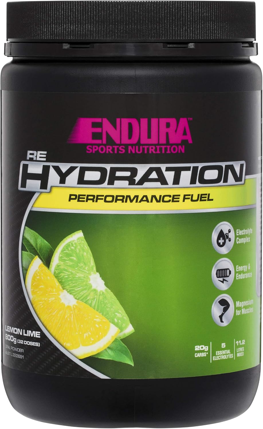 Endura Rehydration Electrolyte Powder - Performance Fuel - Lemon Lime Flavoured - 800g