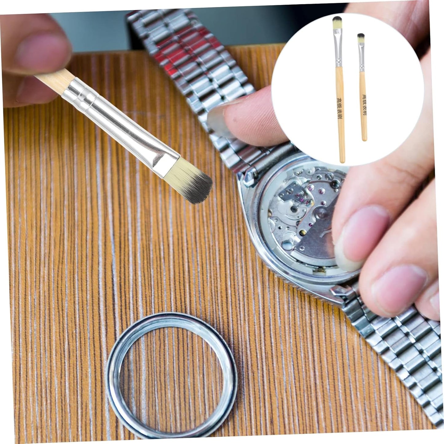 Ciieeo 2Pcs Watch Cleaning Brushes Handle Soft Brush for Watch Movement Part Cleaning Essential Watch Repair Tools Comfortable Grip and Design