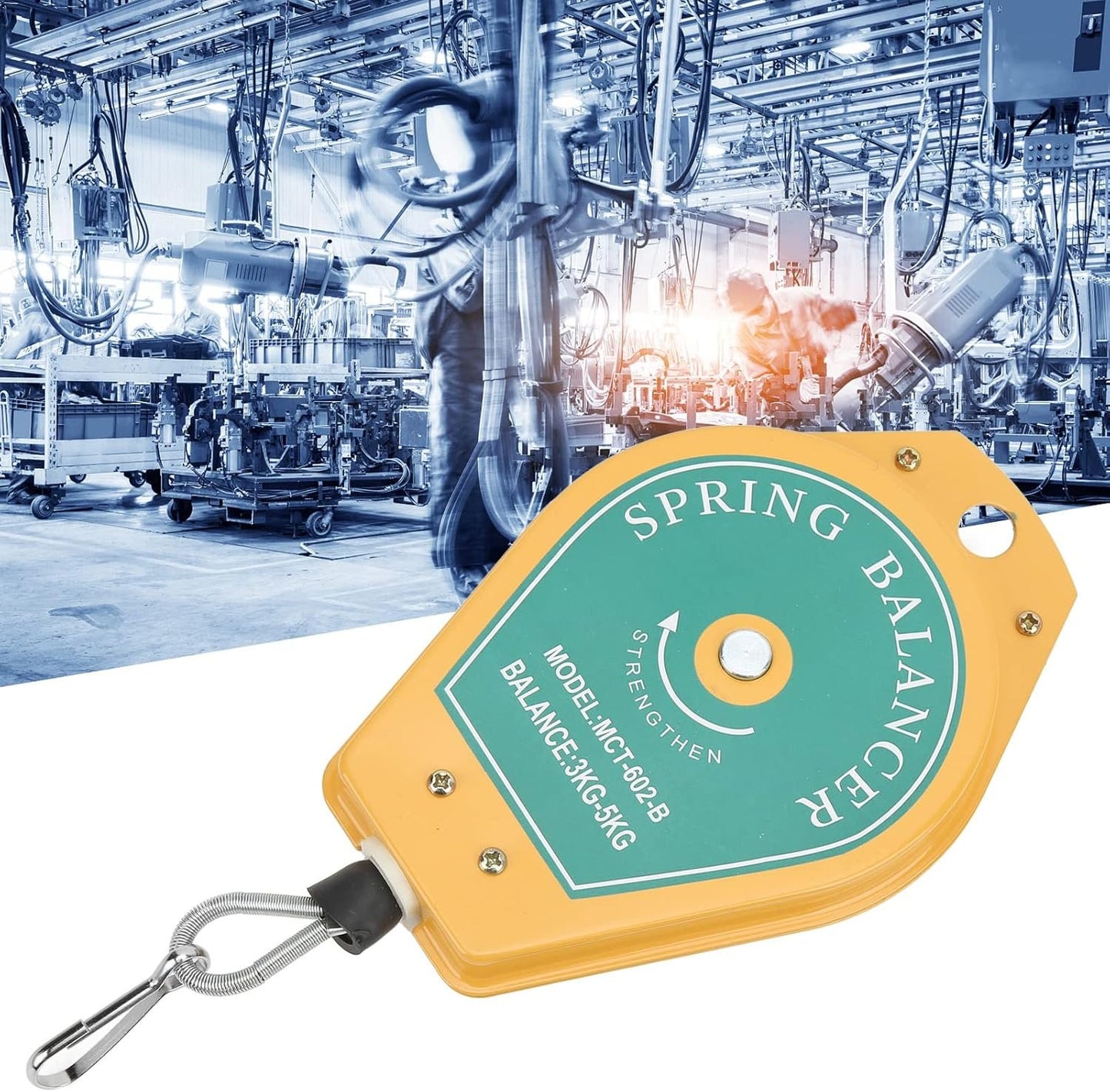 Spring Balancer, 3 to 5Kg Load Small Multi Function Retractable Spring Balancer Strong Bearing and Safe Tool Fixtures Holder Hanging with Safety Device for Assembly Lines