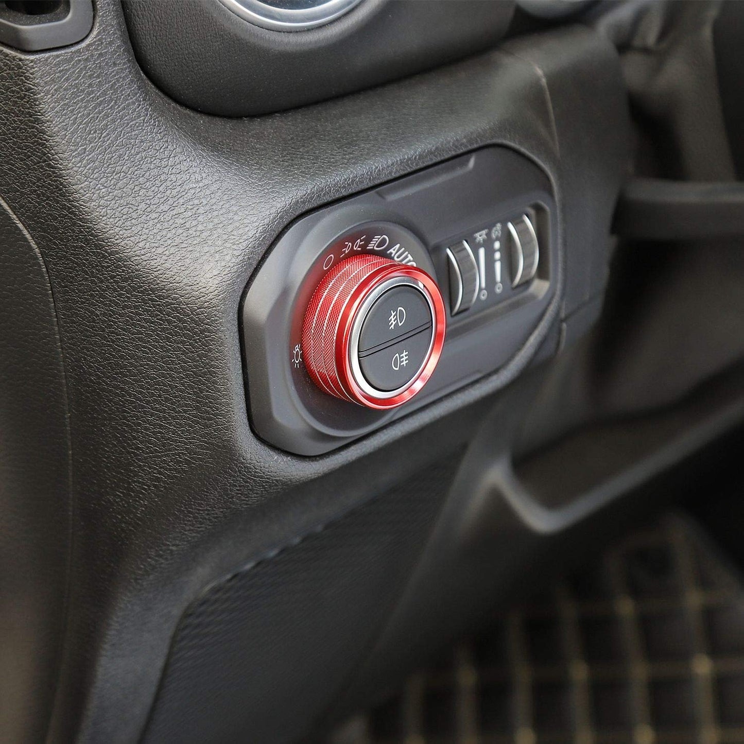 Voodonala Air Conditioner Headlight Center Consoles Switch Knob Cover Trim for 2018-2025+ Jeep Wrangler JL JLU Gladiator JT 4XE Interior Accessories, Red Aluminum Alloy 4pcs