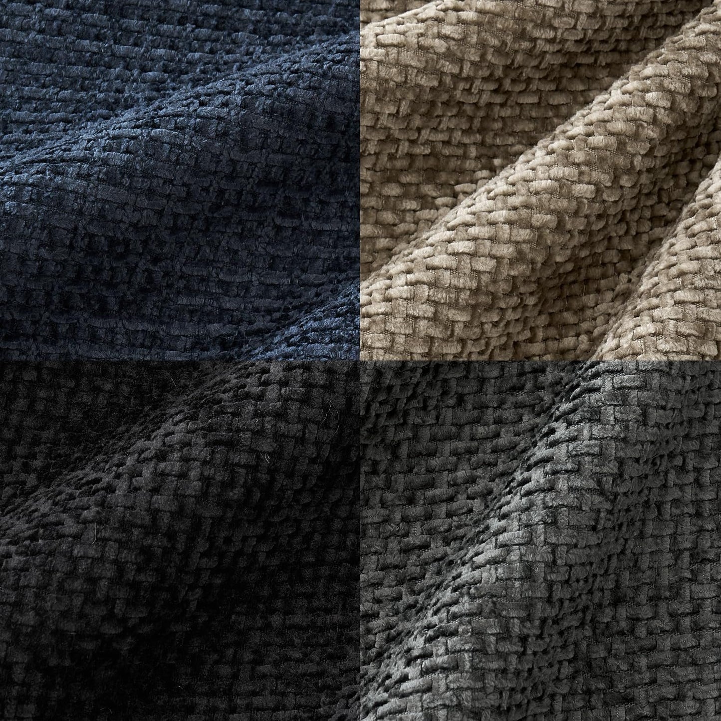 MIULEE Pack of 4 Couch Throw Pillow Covers 20x20 Inch Neutral Navy/Grey Soft Decorative Chenille Pillow Covers Farmhouse Cushion Covers for Home Decor Sofa Bedroom Living Room