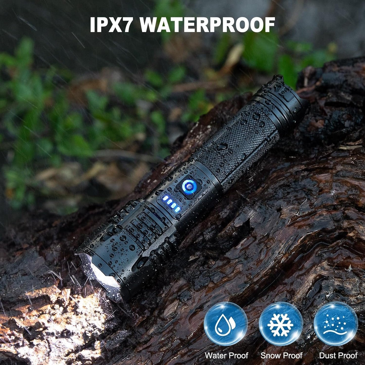 Rechargeable Flashlights High Lumens, Powerful Tactical Waterproof Handheld Flashlights for Emergencies Camping