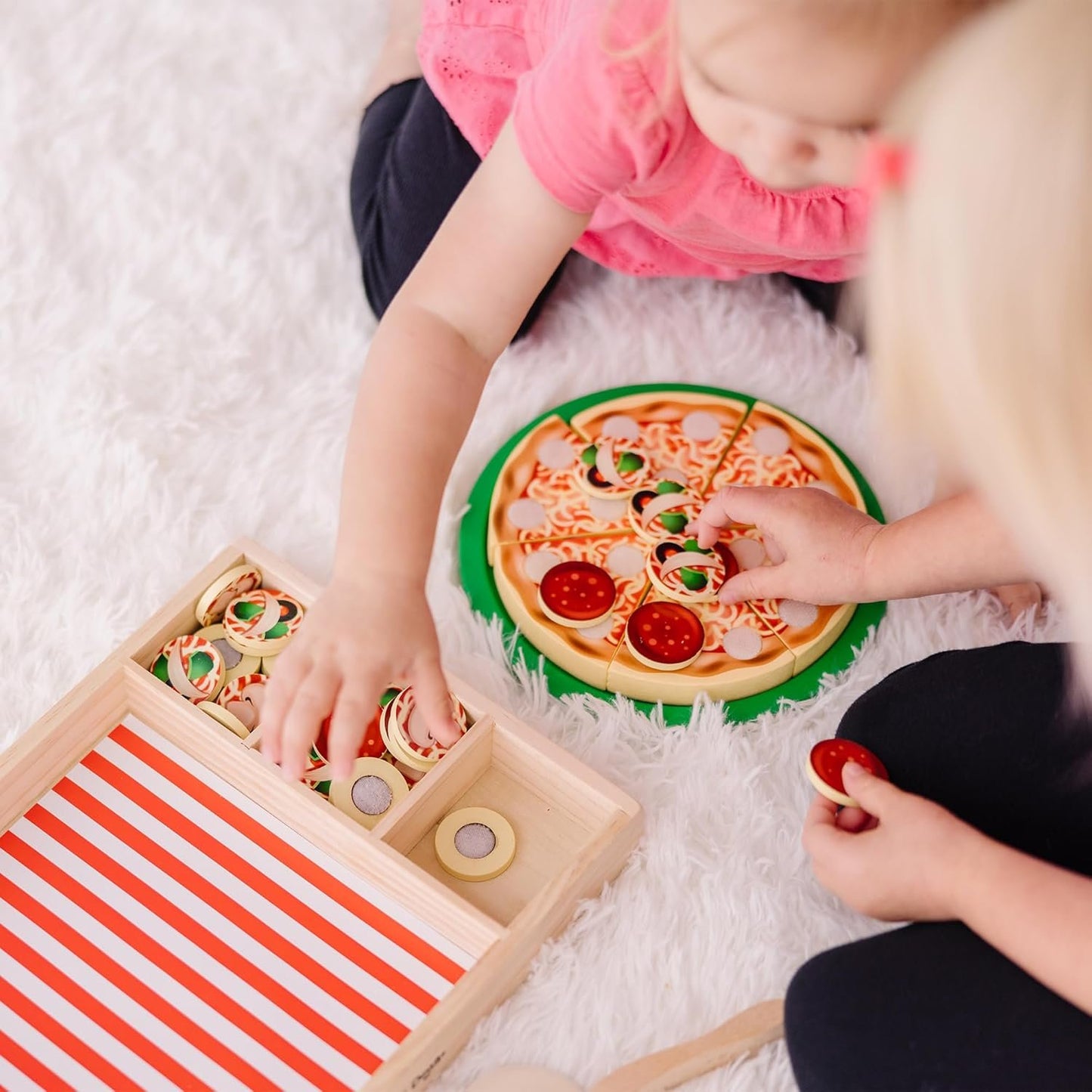 Melissa & Doug Wooden Pizza Play Food Set With 36 Toppings | Pretend Food, Play Wooden Pizza And Pizza Cutter, Pizza Toy For Kids Ages 3+