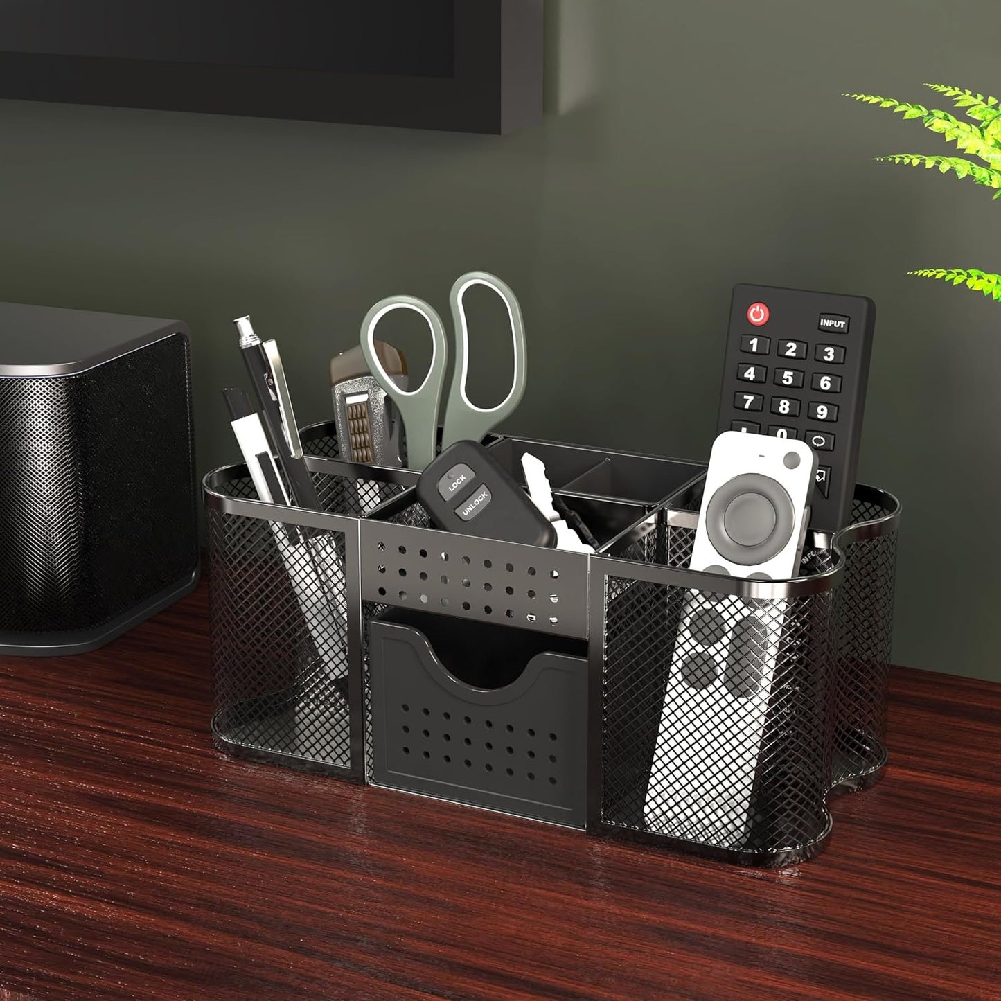 DecoBrothers Desk Organizers Pencil/Pen Holder Caddy Storage Accessories for Office, Black