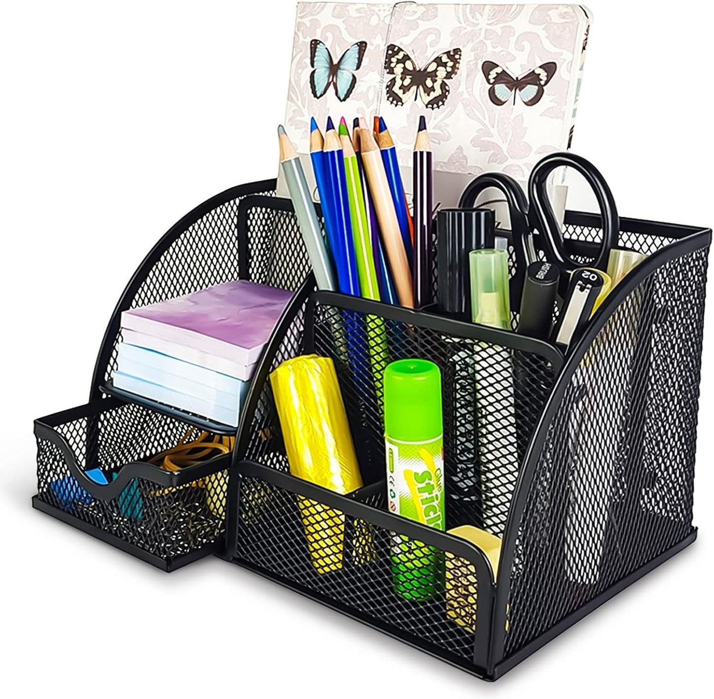 Pencil Holder for Desk, Metal Mesh Stationary Desktop Organizer, Strong Pen Holder Pencil Holder for School, Office and Home Desktop Accessories storage (Black)