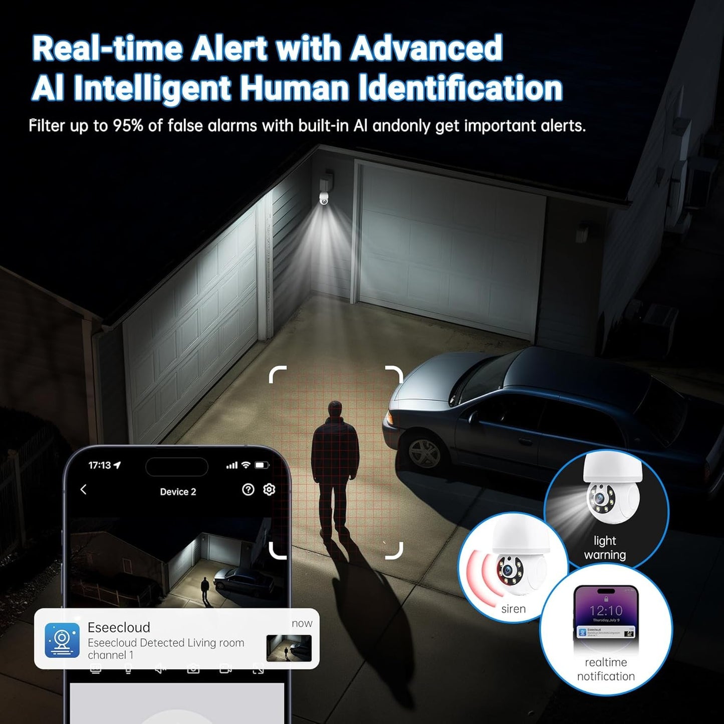 Light Bulb Security Camera 5G/2.4G,WiFi Bulb Security Cameras Wireless Outdoor, 2K Light Bulb Camera, AI Motion Detection Cameras for Home Security Outdoor,Smart Security Camera Compatible with Alexa