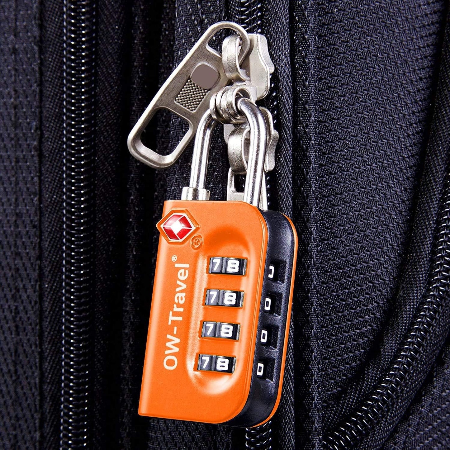 TSA Approved Luggage Locks Suitcase Locks OW-Travel 4 Digit Security Padlock, Combination Padlocks, Code Lock for Zipper, Luggage, Bag, Case, Backpack, Gym Locker, Tool Box, Outdoor, 03b) Orange 4