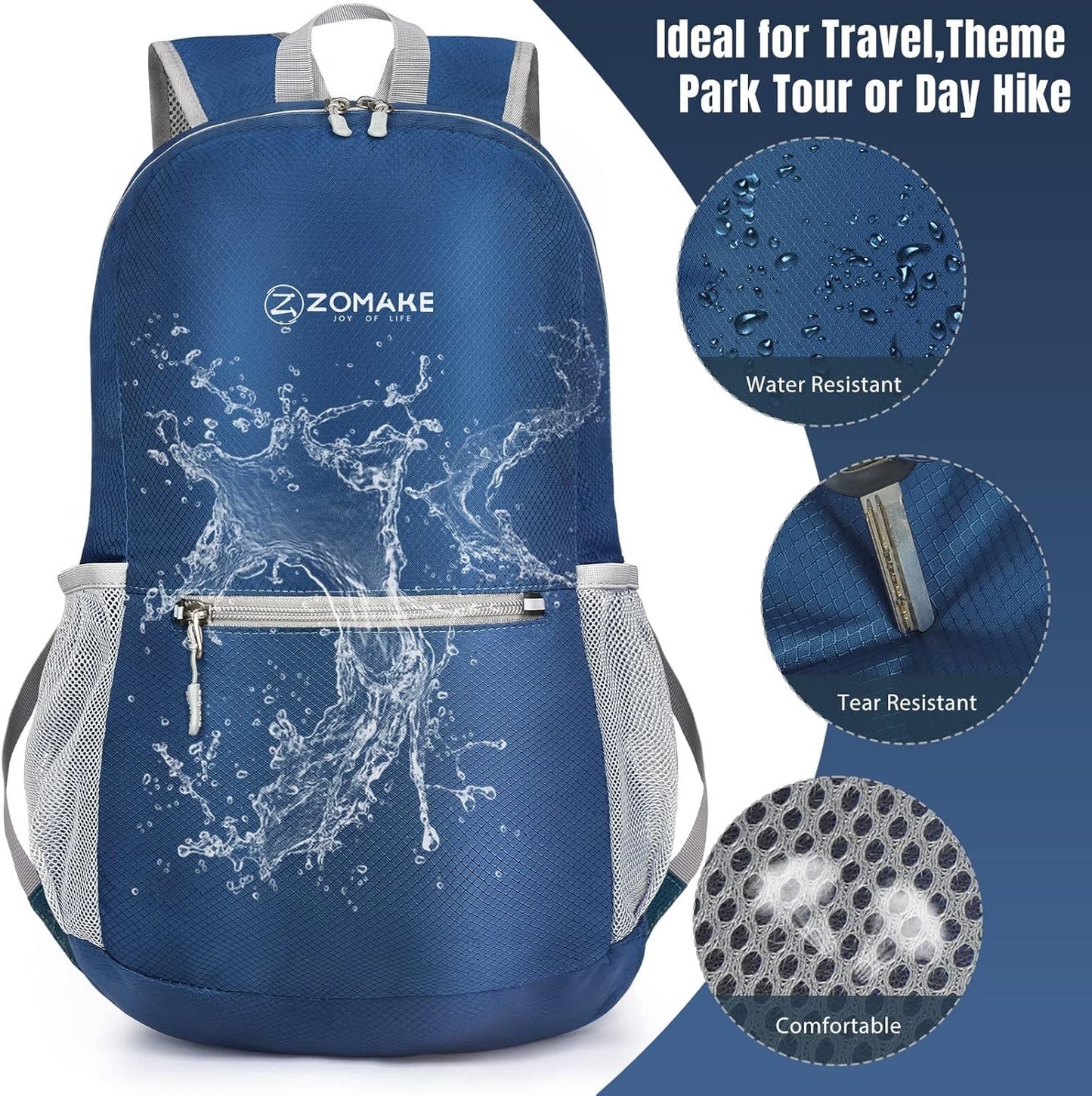 ZOMAKE Ultralight Packable Backpack 20L, Small Foldable Hiking Backpacks Water Resistant Light Daypack for Outdoor Hiking