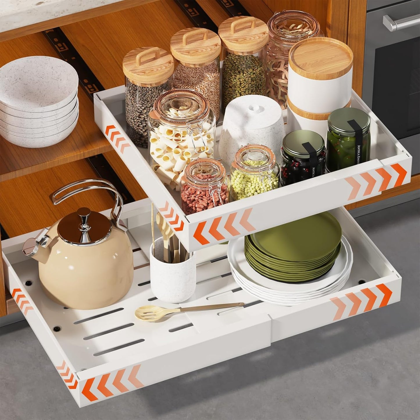 VIS'V Key Holder Wall Mount, Wooden Mail and Key Organizer with Drawer and Shelf, 2 Slots, 6 Hooks, White