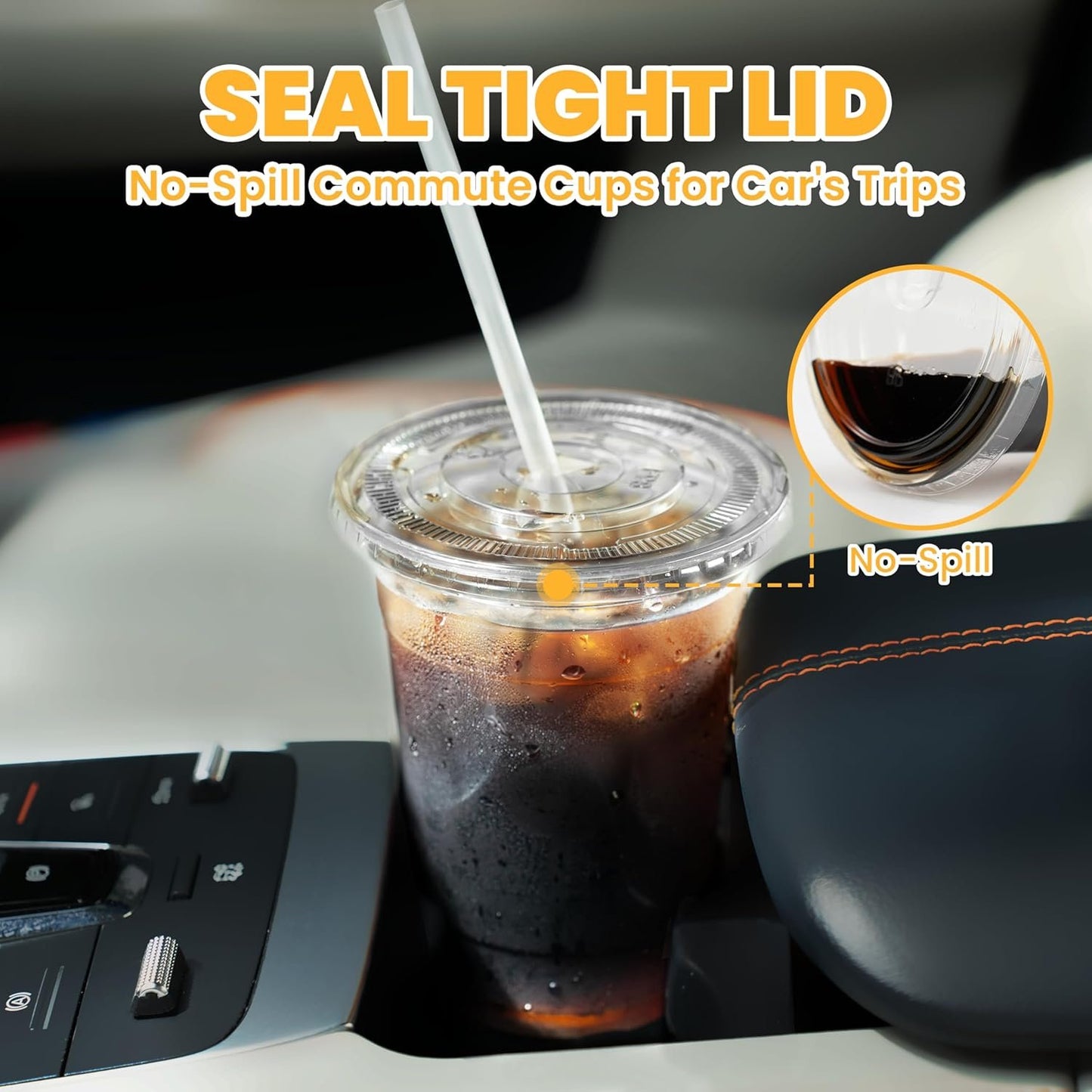 100Pcs 16 oz Plastic Cups with Lids and Straws, Disposable Clear Plastic Cups with Lids for Iced Coffee (16 oz)-Praty-Wedding-Celebration