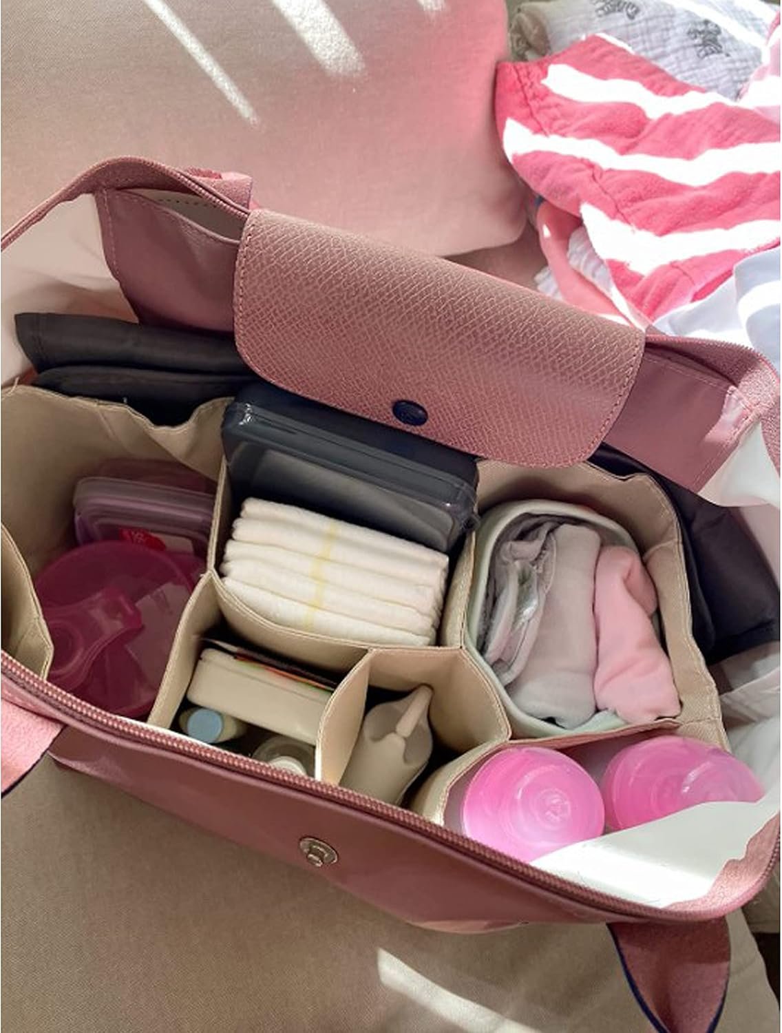 Comicfs Baby Diaper Bag Insert Organizer (Dimensions: 12 X 6.4 X 8 Inch, Khaki), with Comicfs cleaning cloth