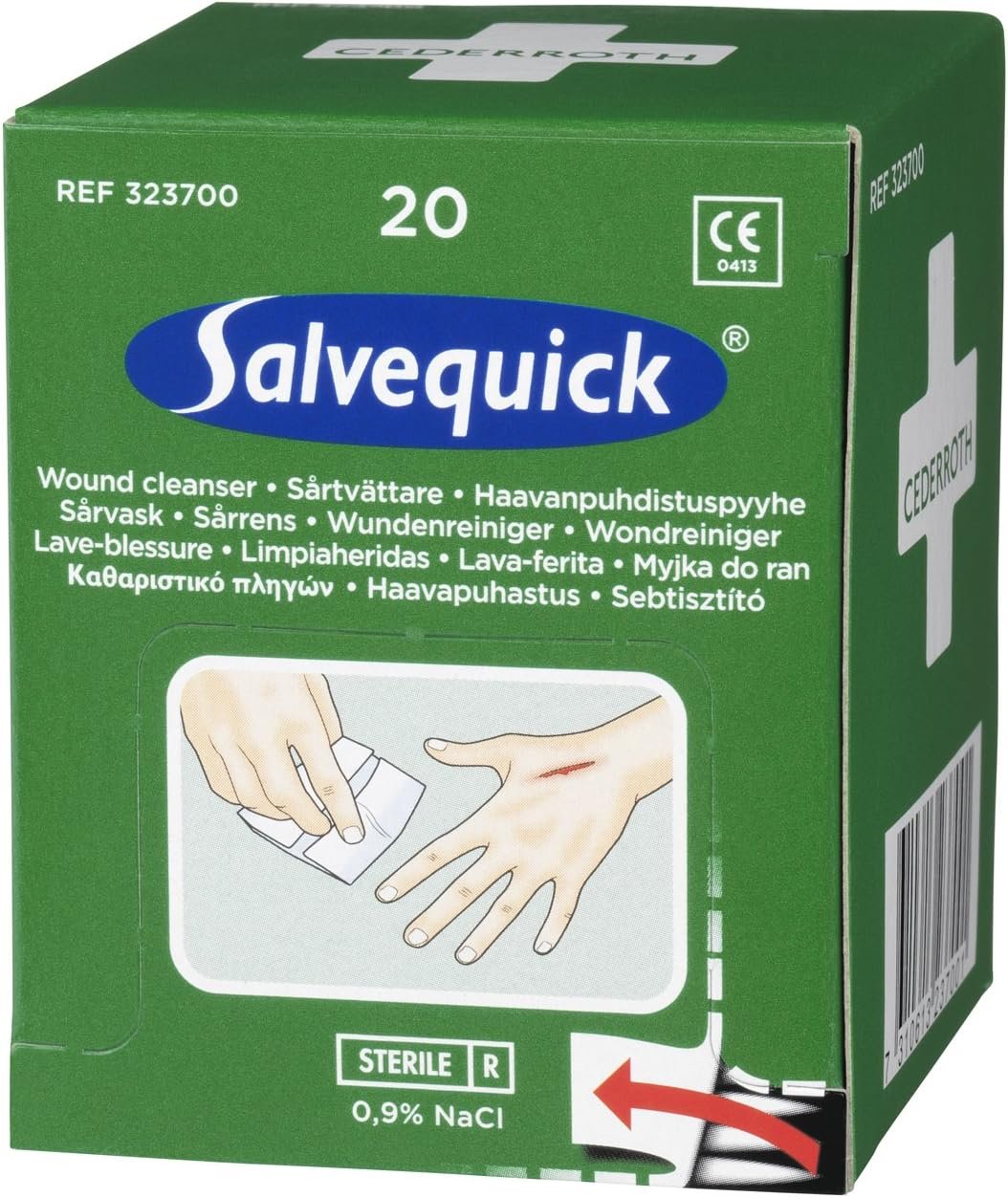 Cederroth Salve Rapid Sterile Wound Cleanser Refill, 20-Count