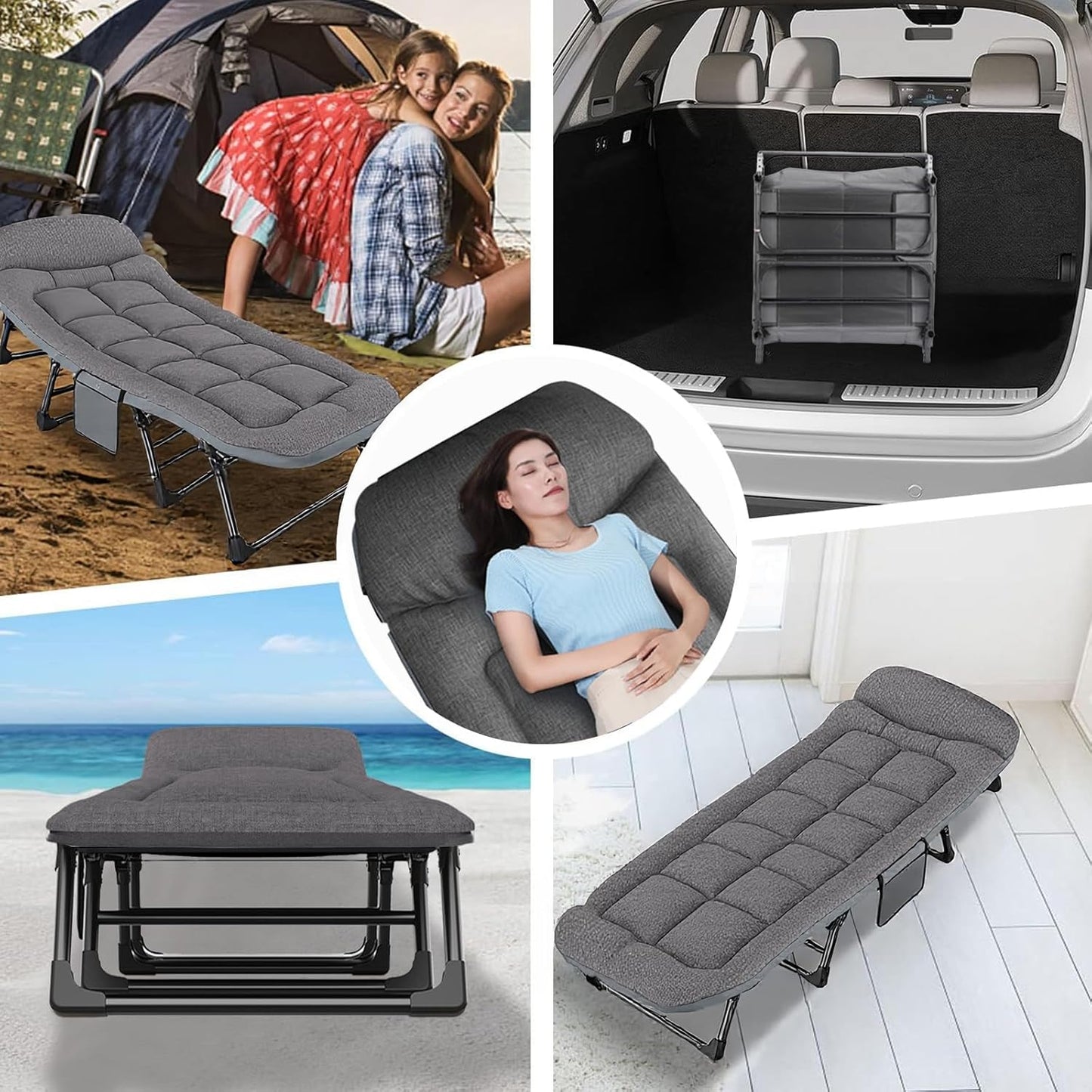 kapebow Adult Camping Cot with Mattress & Pillow - Lightweight Portable Folding Bed for Outdoor, Travel & Guest Use - Compact Foldable Design/Carry Bag (AU Camp Gear)