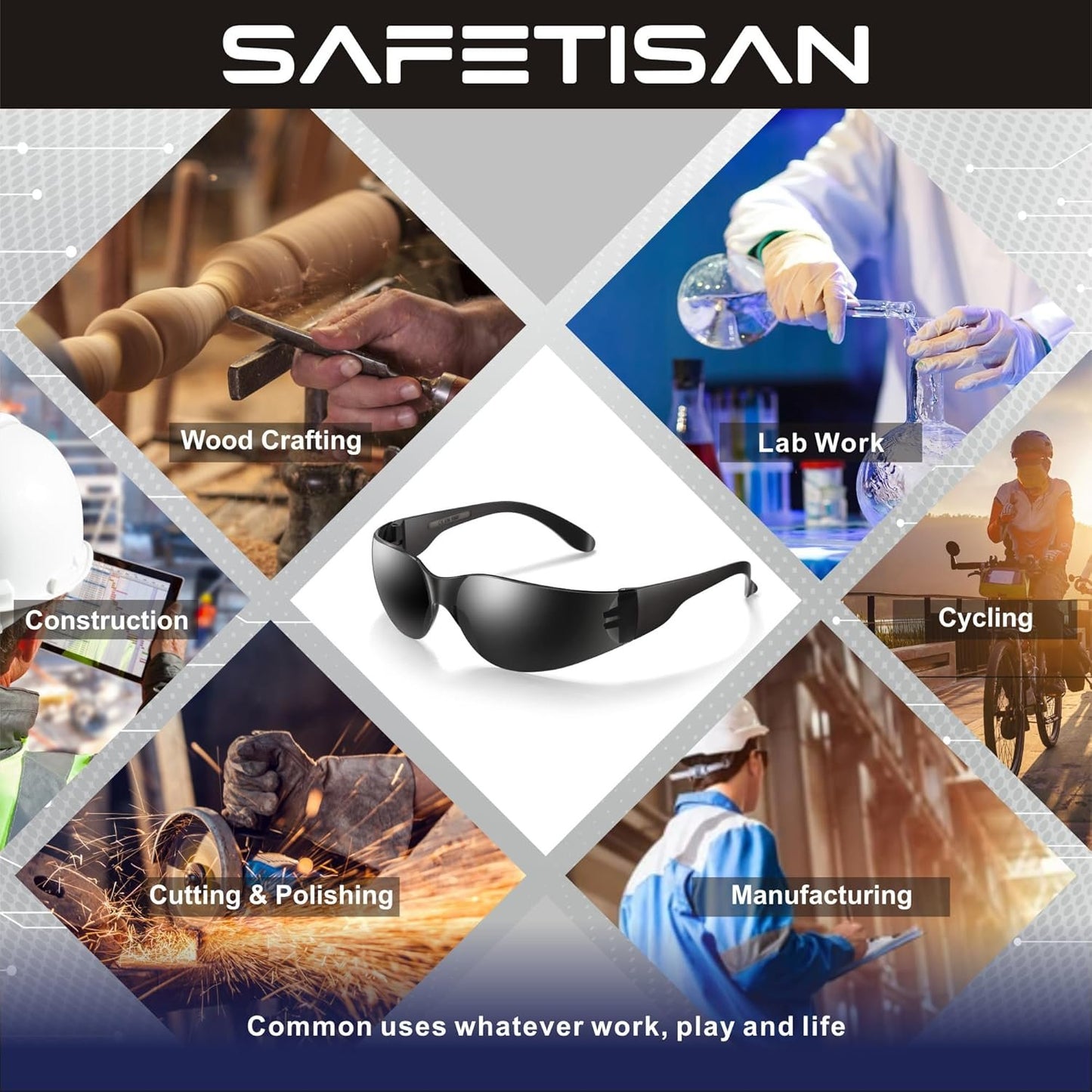 Bulk Pack of Tinted Safety Glasses (UV Protection Safety Sunglasses) Impact & Ballistic Resistant Goggles