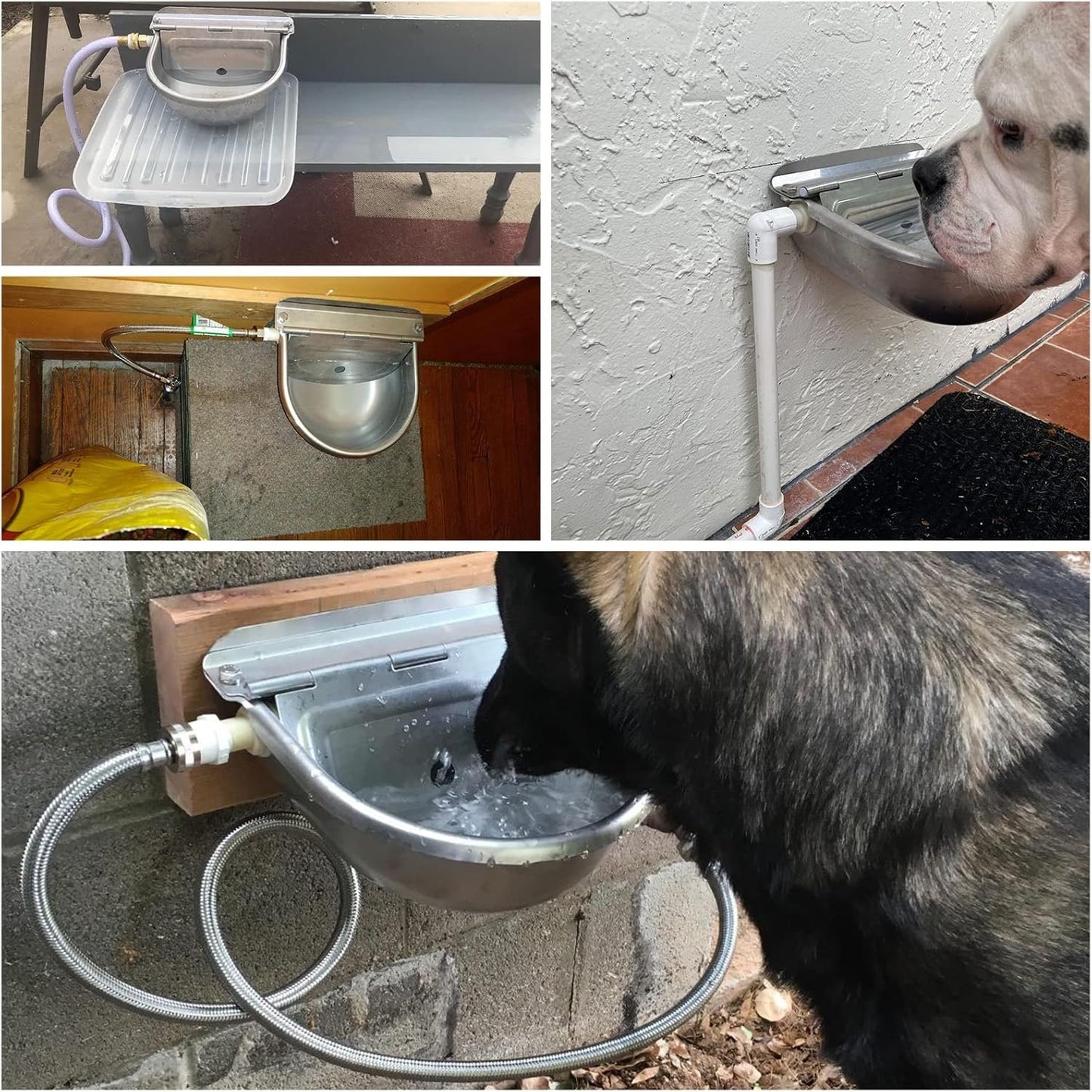 Mono-gatari Automatic Waterer Water Bowl Farm Livestock Stainless Steel Animal Drinking Water Bowl for Pigs Horse Cattle Goat Sheep Dog (with Drainage Hole, with Float Valve)
