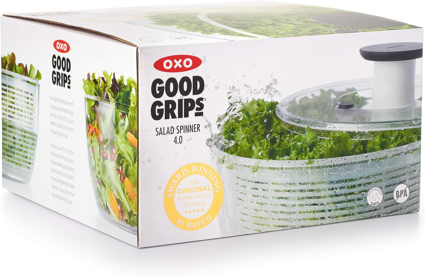 OXO Good Grips Salad Spinner, 4.0 Litre, Clear, Large