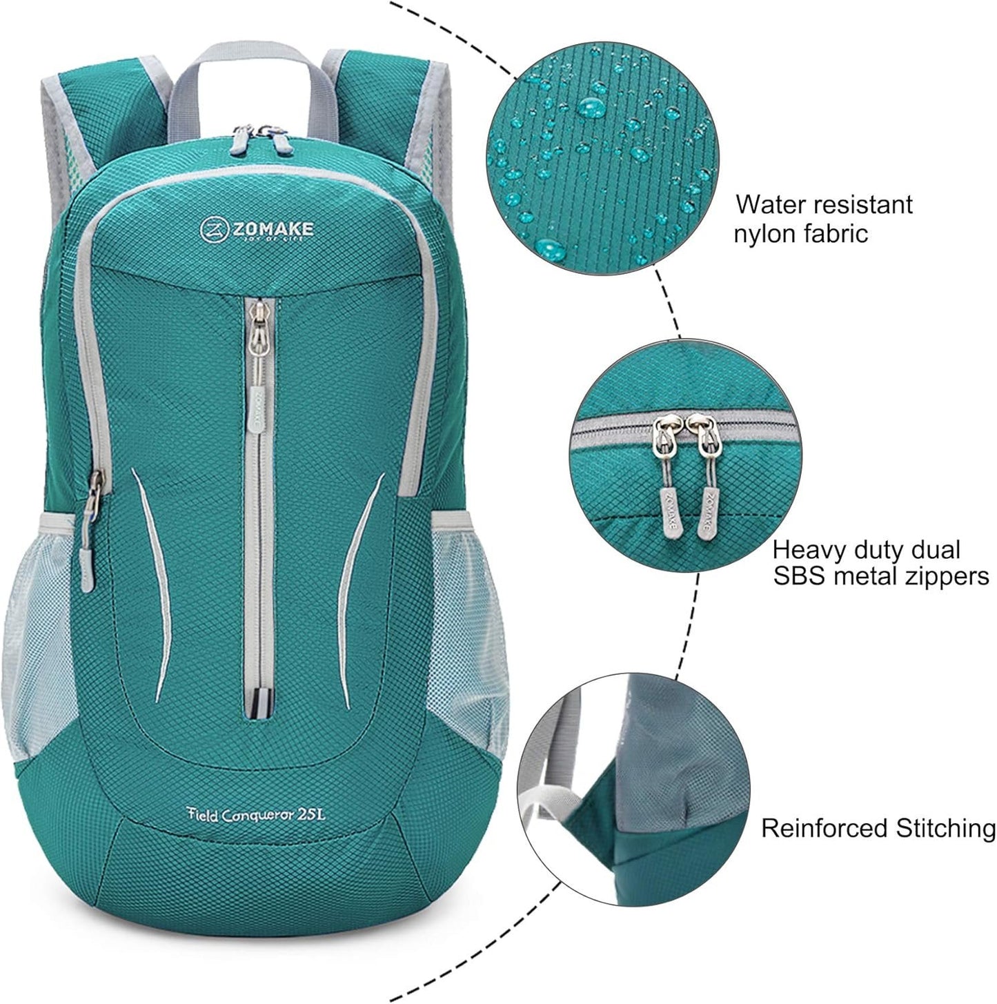 ZOMAKE Foldable Backpack - 25L Lightweight Folding Packs, Packable Hiking Daypack for Travel Outdoor Camping