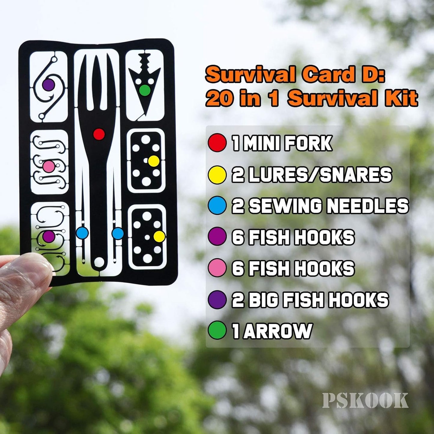 PSKOOK Survival Multitool Card Emergency Camping Tool EDC Kit in Your Wallet Outdoor Hunting Fishing Hiking Gear