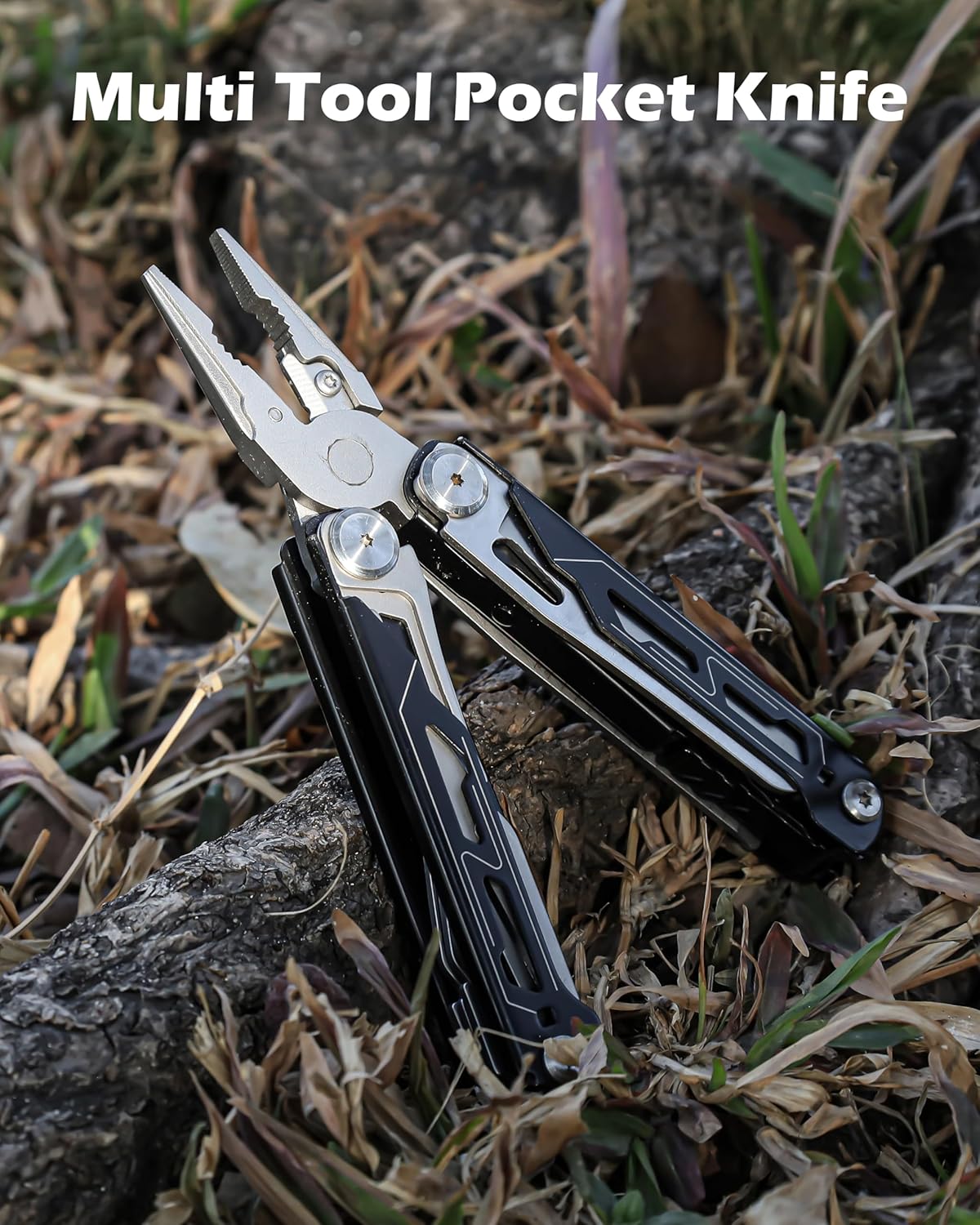 RUSH DEER Multi-Tool 18-in-1 Essential Survival Tools and Multitools Plier- Gift for Men-Versatile Camping Tool Kit-ultimate versatile toolkit For DIY, Outdoor-Black