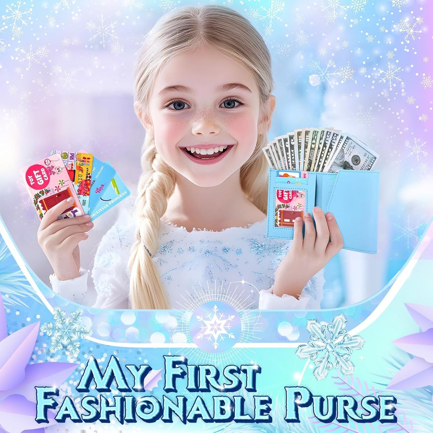 Little Girls Purse, Frozen Toys for Girls Gifts, Toddler Purse Pretend Makeup, Play Purse For Little Girls, Kids Toy Frozen Purse, Birthday Christmas Princess Gifts Toys For 3 4 5 6 7 8 Year Old Girls