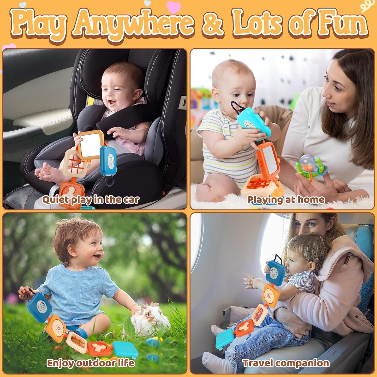 ZCOINS Montessori Busy Activity Cube Board Toys for Baby Toddler 1 2 3 Year Old, 8 in 1 Learning & Education Cube for Baby Plane Travel, Sensory Early Development Toys for Boys Girls Christmas