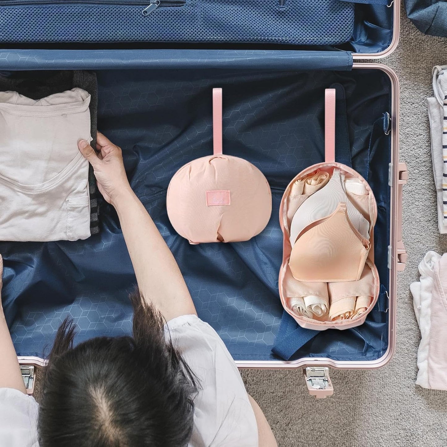 Underwear Organizer Travel Bag, Portable Bra Panty Storage Case, Large-Capacity Packing Cube, Waterproof Foldable Design for Travel and Home Organization