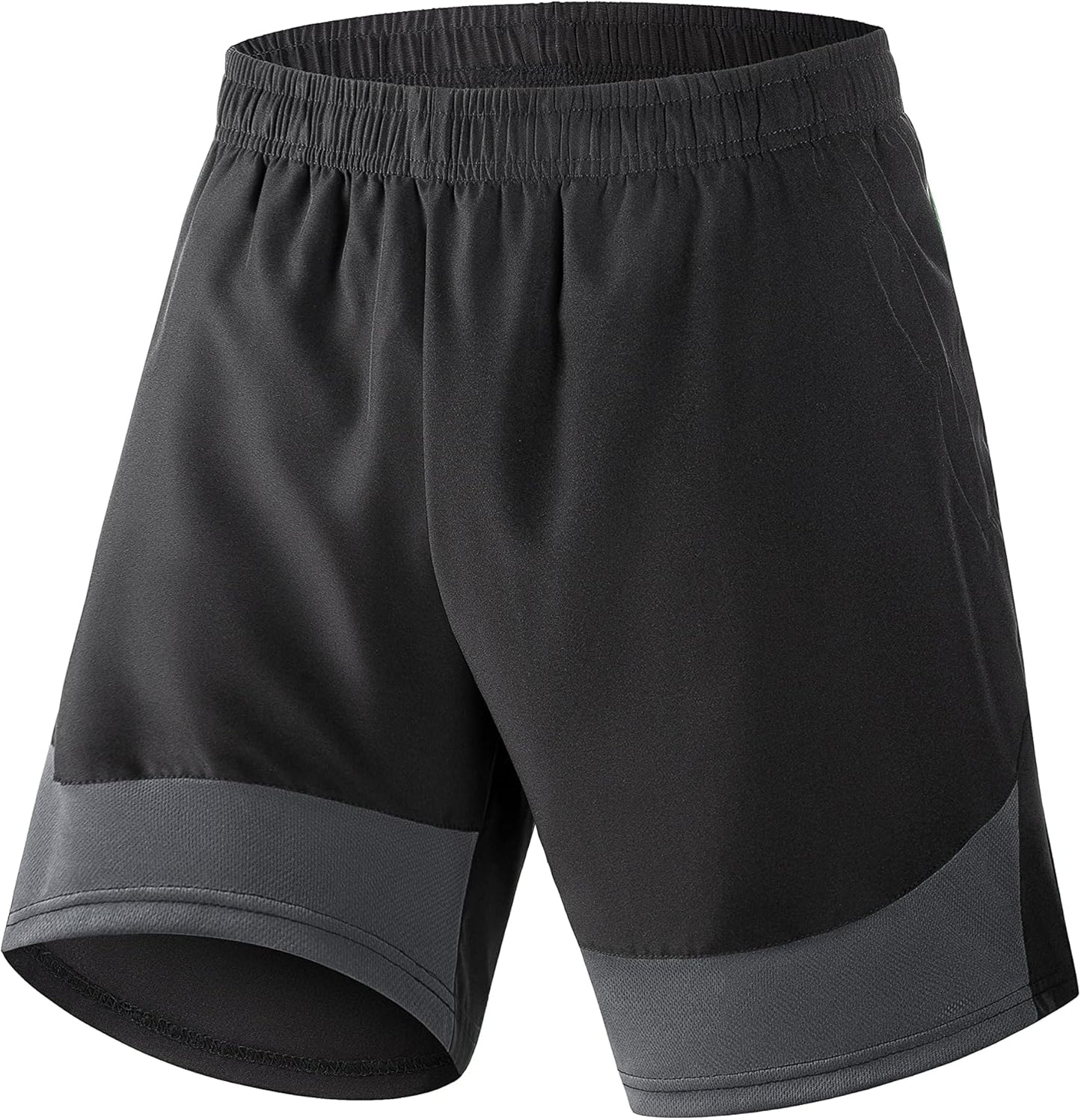 HRUI Men's Athletic Shorts - Quick Dry, Lightweight, Gym Running Workout Shorts with Zipper Pockets - Grey, Large, Regular, Low Rise, Cotton, Solid, Alpha, AU