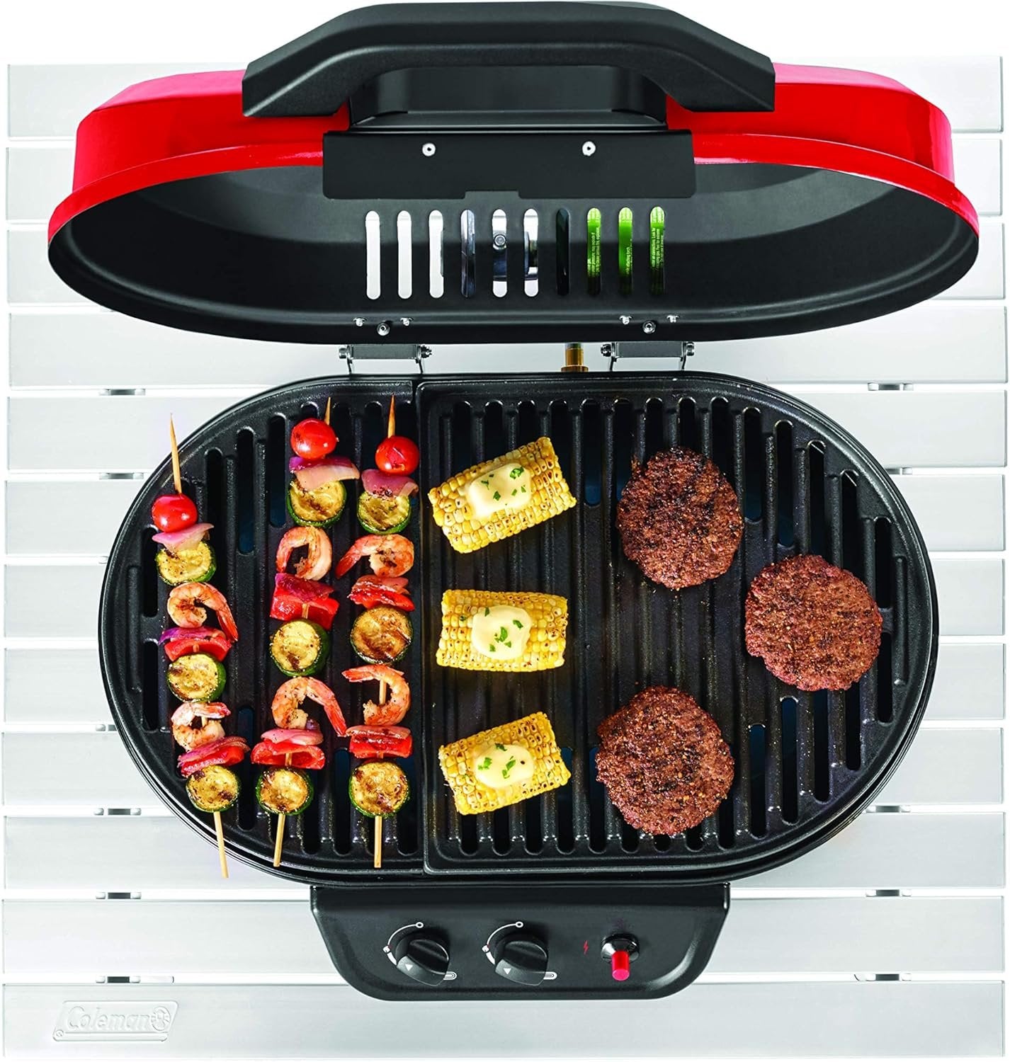 Coleman RoadTrip 225 Portable Tabletop Propane Grill, Gas Grill with 2 Adjustable Burners, Instastart Ignition, and 11,000 BTUs of Power; 225 Sq. In. Cooking Area