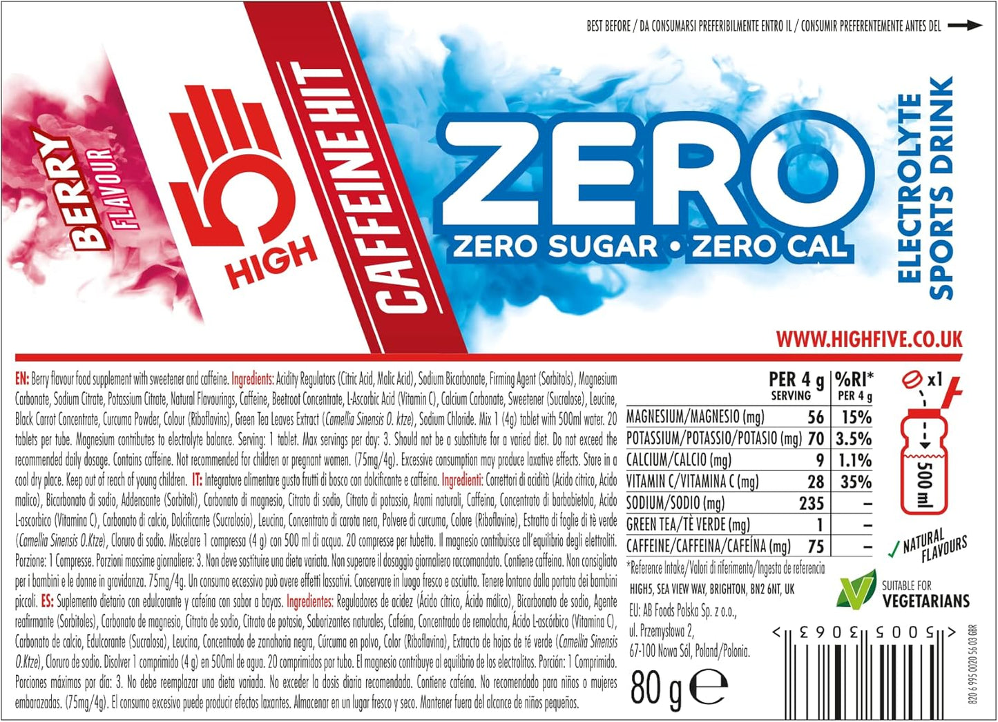 HIGH5 Zero Caffeine Hit 8x20 Tabs Berry