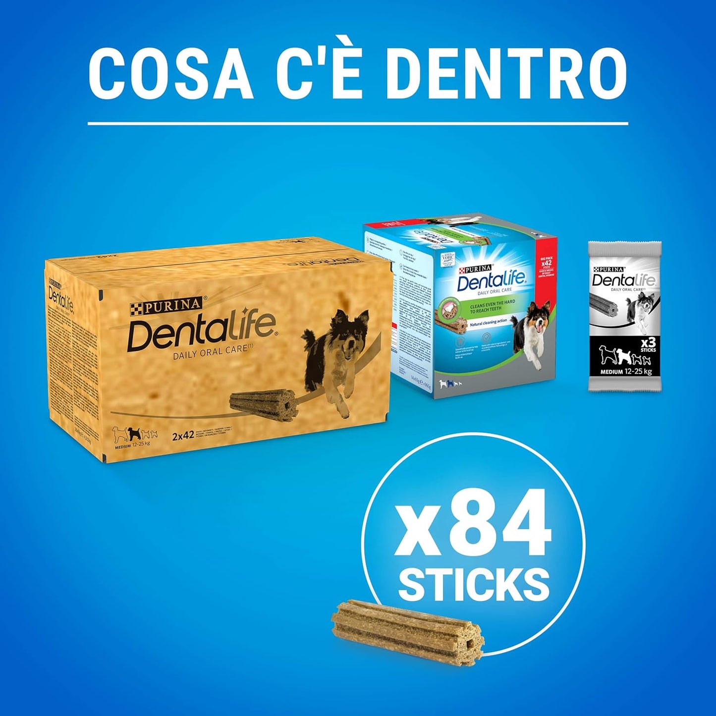 PURINA DENTALIFE Daily Oral Care Snack for Oral Hygiene for Adult Dogs Medium Size 2 Packs of 42 Sticks