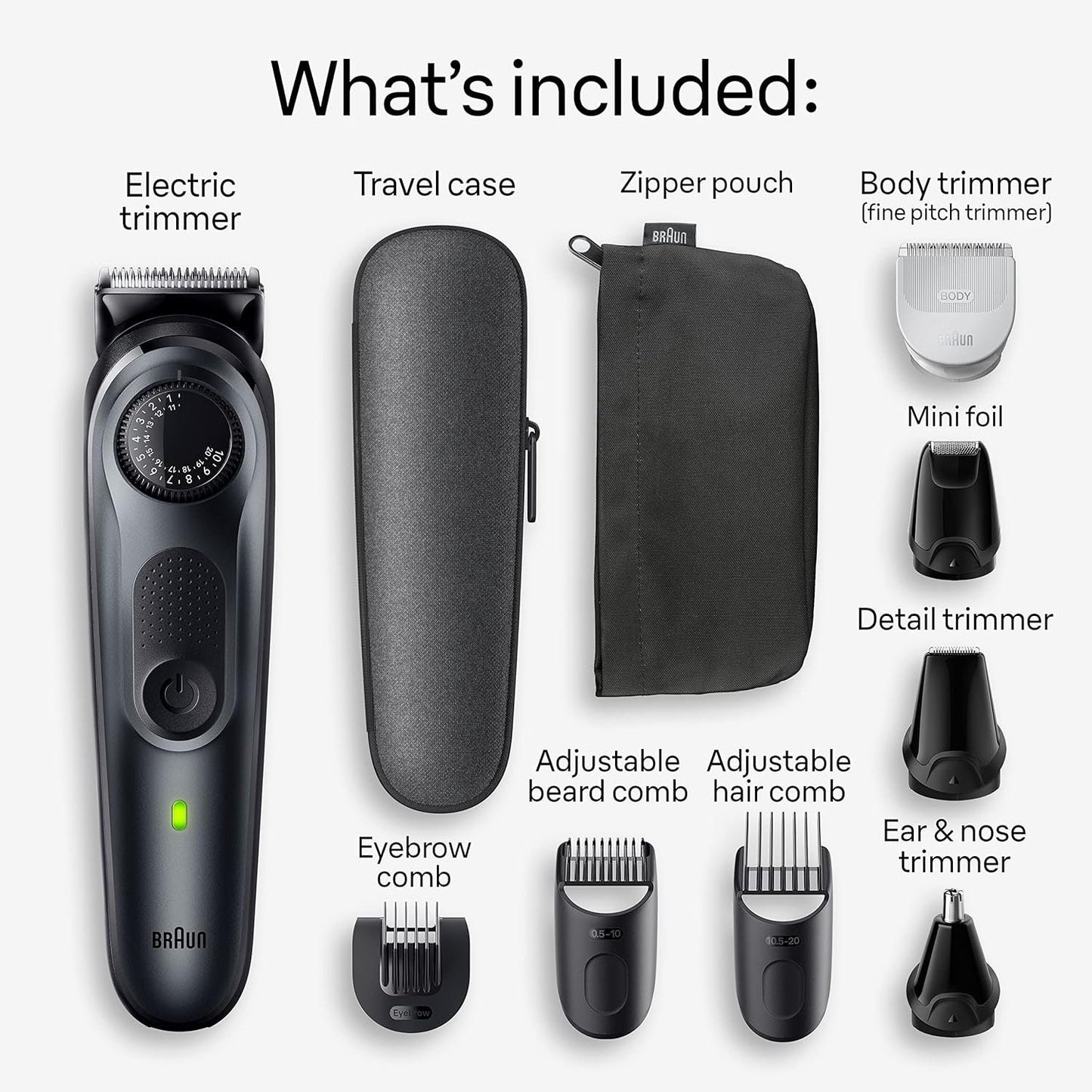Braun All-in-One Style Kit Series 5 5471, 100% Waterproof 8-in-1 Beard & Body Trimmer for Manscaping, 80-minute Battery Cordless Runtime