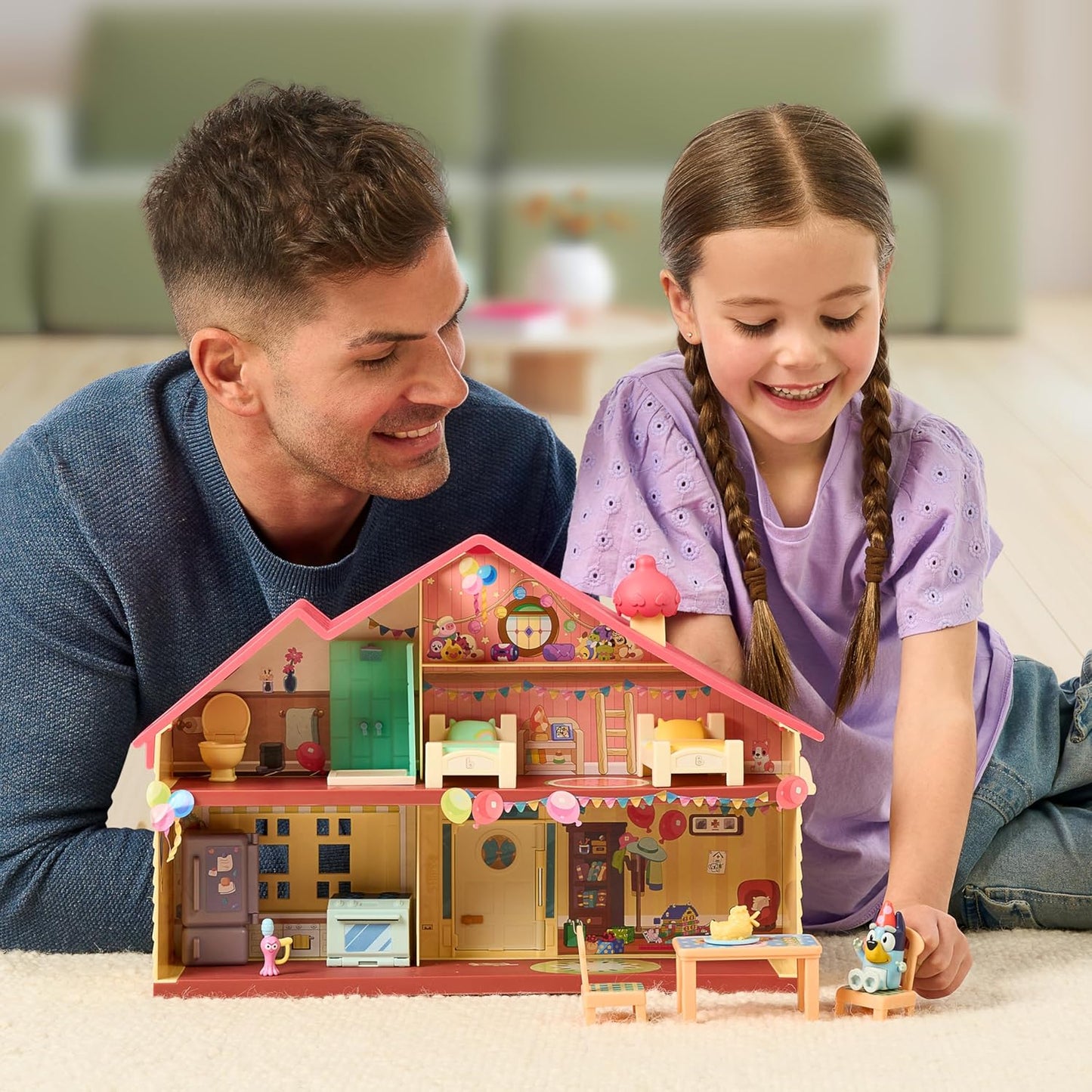 Bluey's Celebration Home, Help Celebrate Bluey's Birthday, with 11 Play Pieces of Removable Furniture and Accessories, Plus 1 Exclusive 6.35cm (2.5") Bluey Figure, Sticker Sheet Included