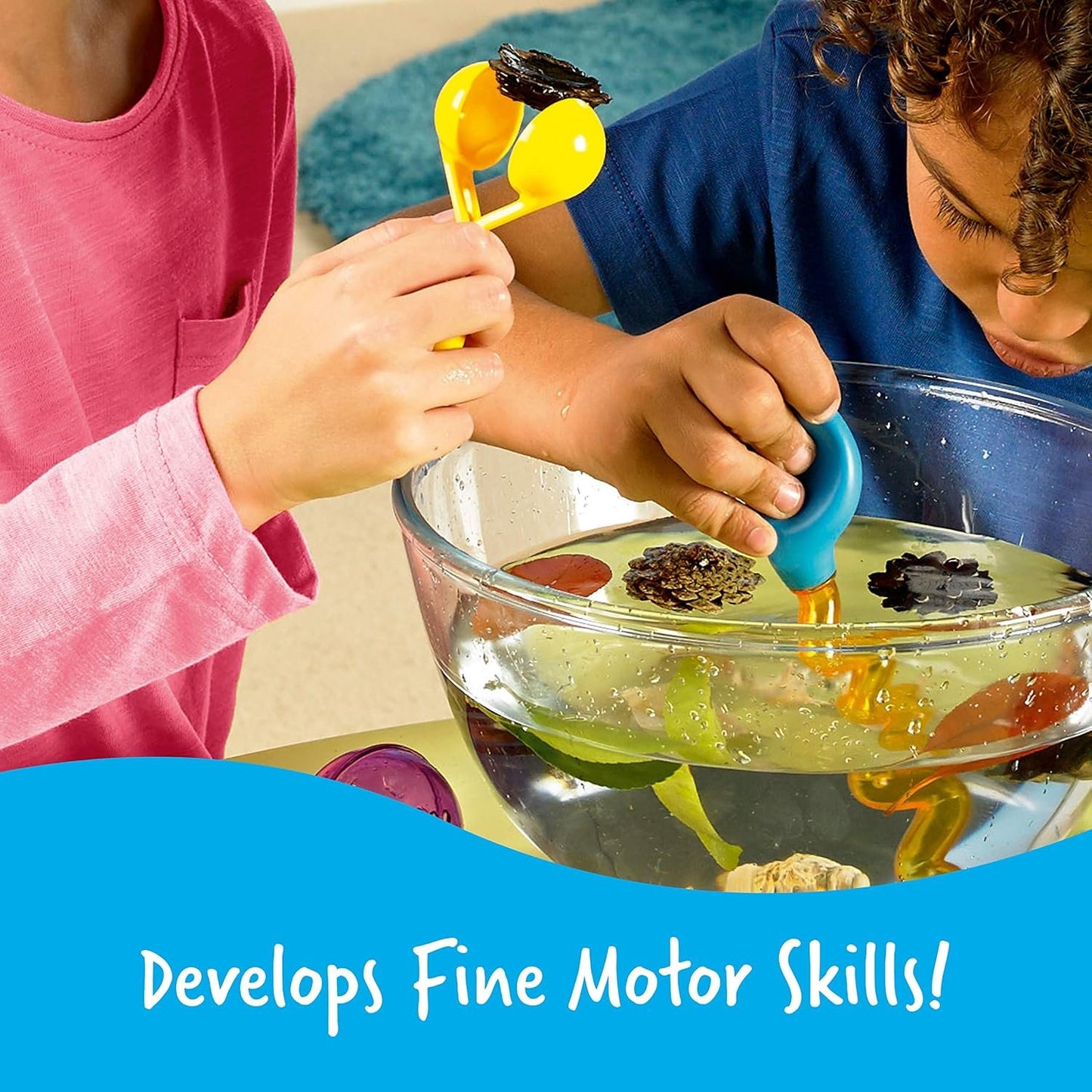 Learning Resources Helping Hands Fine Motor Tool Set Toy - 4 Pieces, Ages 3+ Fine Motor and Sensory Play Toys, Toddler Tweezers, Sensory Bin Toys