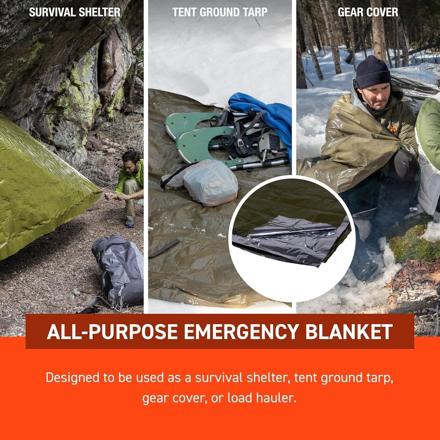 S.O.L. Survive Outdoors Longer 90 Percent Heat Reflective Heavy Duty Emergency Blanket