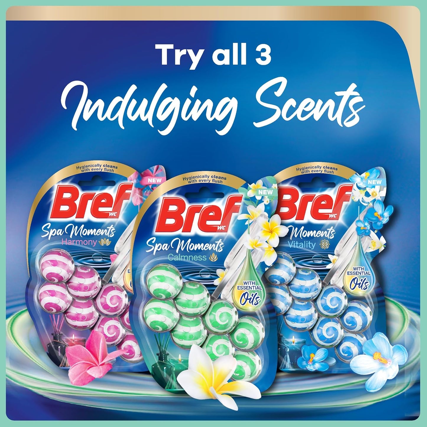 Bref Spa Moments Calmness Rim Block Toilet Cleaner with Essential Oils, 50 g (Pack of 2)