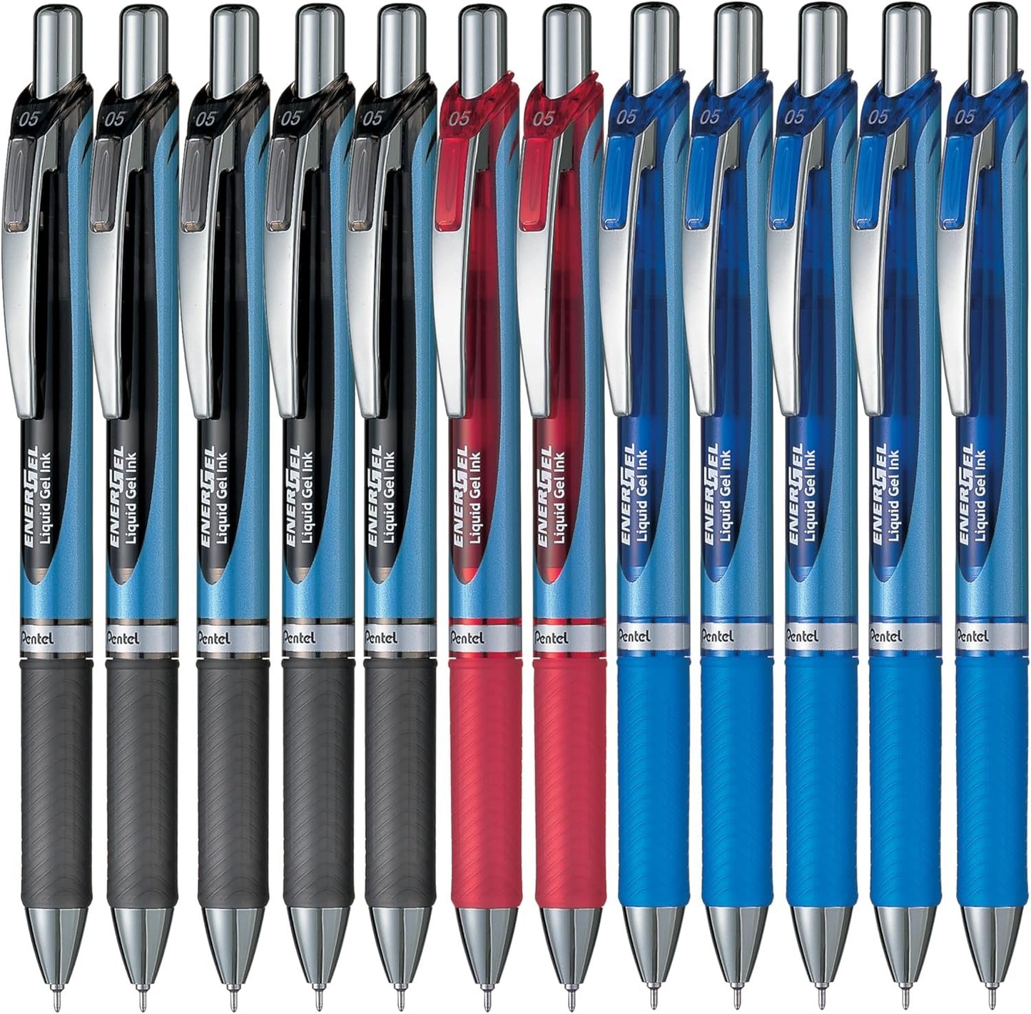 Pentel EnerGel Retractable Liquid Gel Rollerball Pen, Everyday Writing, Office Supplies, School Supplies, 0.5mm Fine Point, 12 Colours, BLN75PC12BX-M, Box of 12