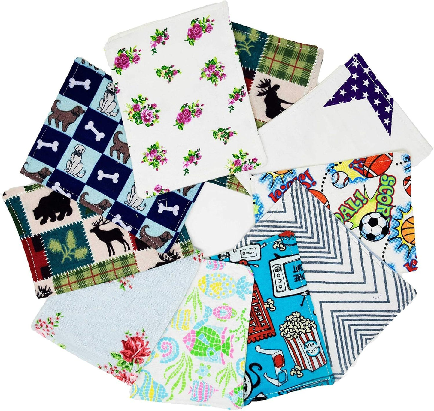 Wonder Care - Reusable Baby Wipes 5"x 7" Inches- 100% Cotton Flannel Cloth- 2 Layers - Assorted Color Prints with Vanity Box (25 count)