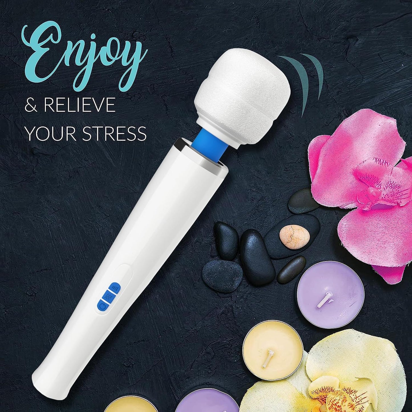 Metooka Therapeutic Back Massager - Portable Wireless Powerful Wand - 8 Speeds 20 Vibration Patterns - USB Rechargeable - Magic Recovery Effect For Women And