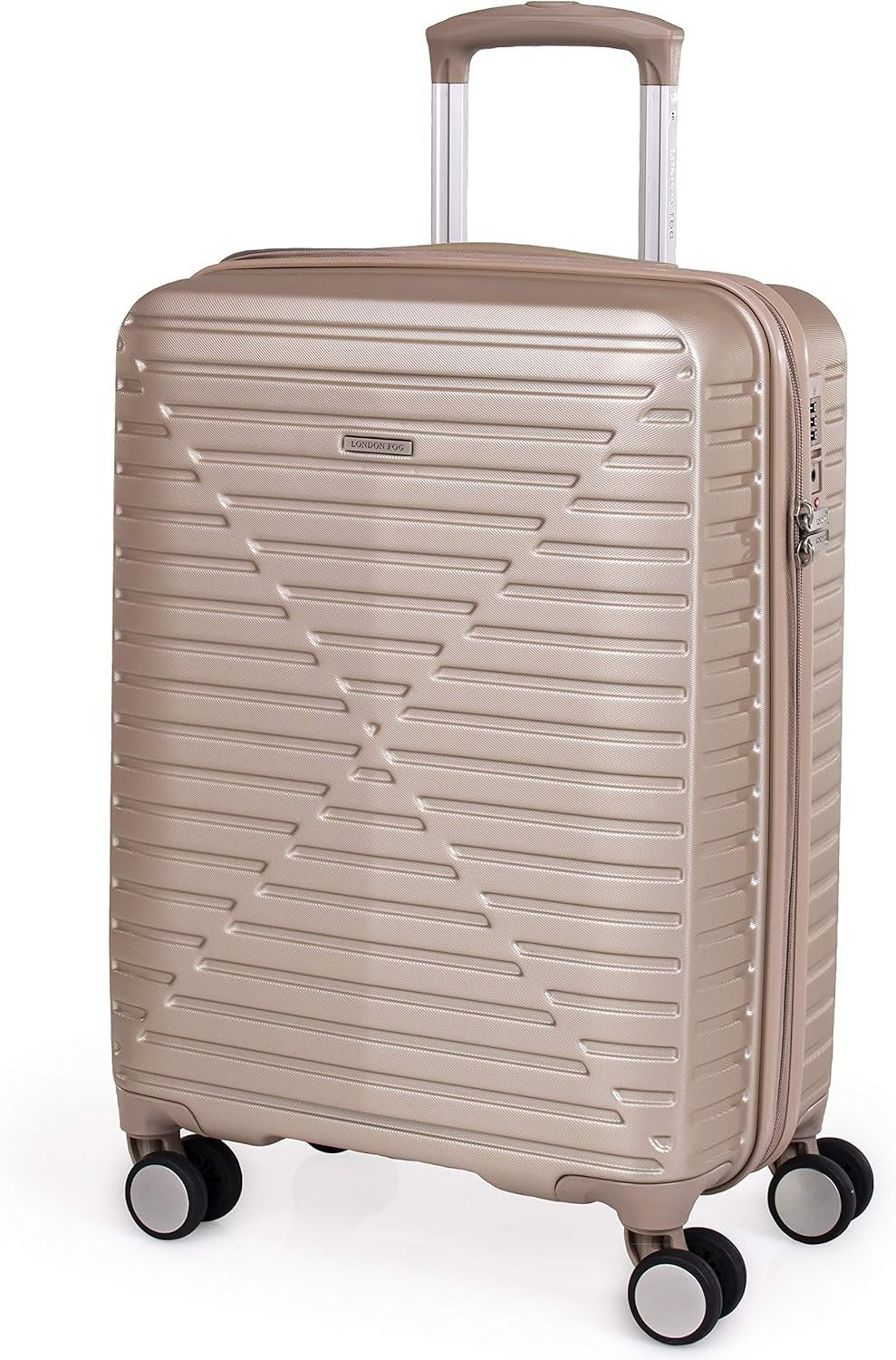 london Fog ABS Hard Case - 8 Wheel Spinner Travel Luggage | Telescopic Drag Handle | TSA Security Locks LFL005, champagne, Suitcase