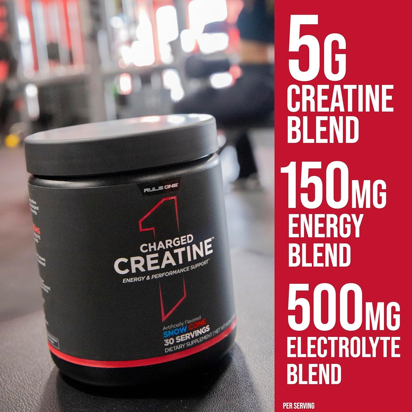 Rule1 R1 Charged Creatine Energy & Performance Support Supplement 240 g, Mandarin Mango (30 Servings)