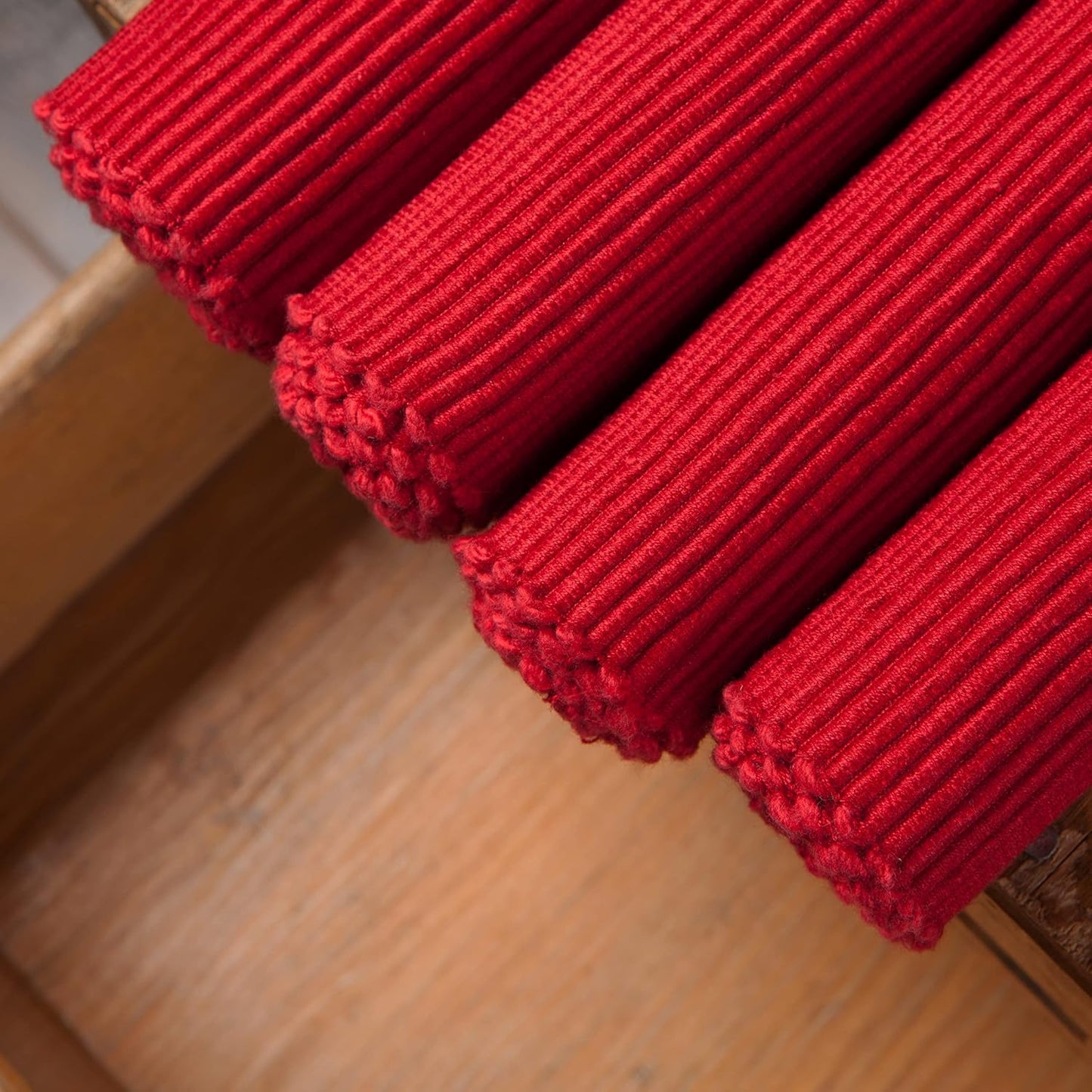 Now Designs Spectrum Placemats Ribbed Cotton, Chili Red, 19x13 inches, Set of 4, (901495aa)
