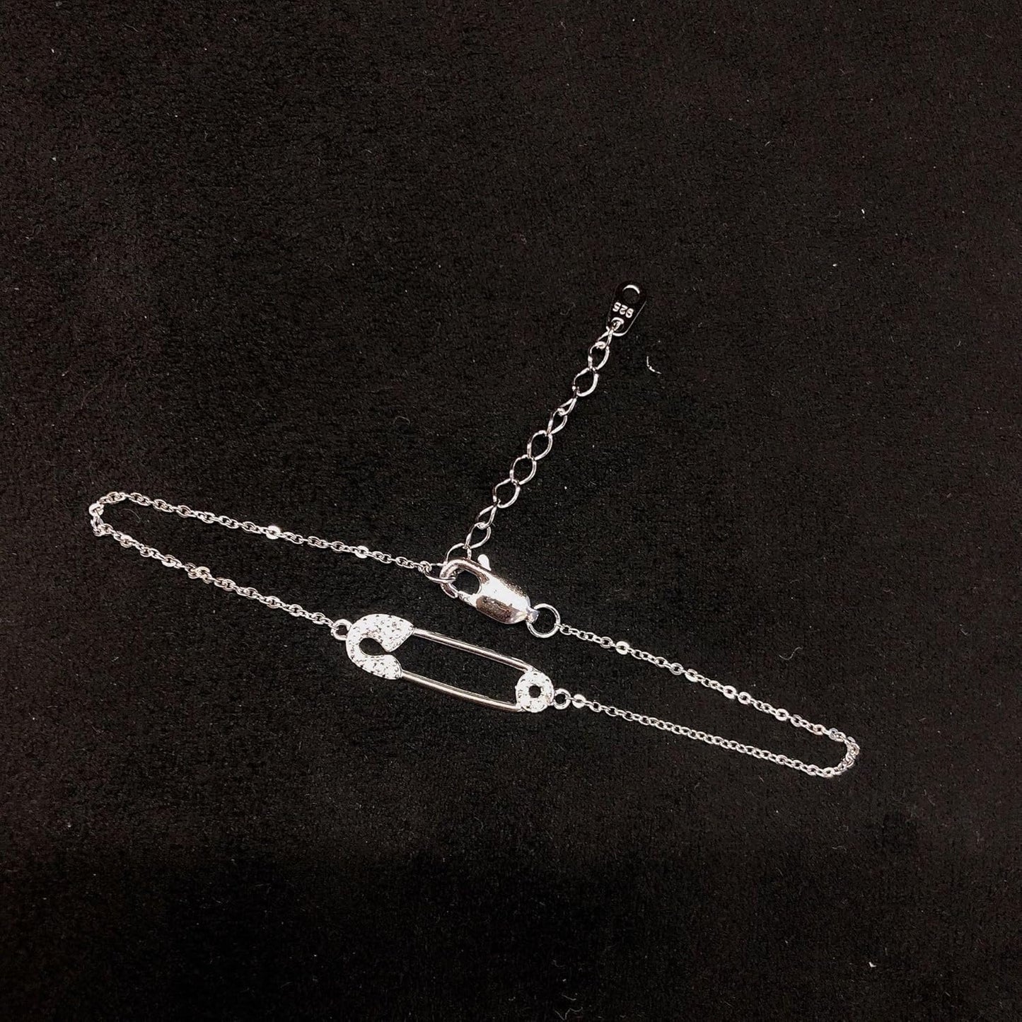 Safety Pin Bracelet Simple Safety Pin Link Bracelet for Women Silver Safety Pin Bracelet Rhinestone Safety Pin Bracelet for Women