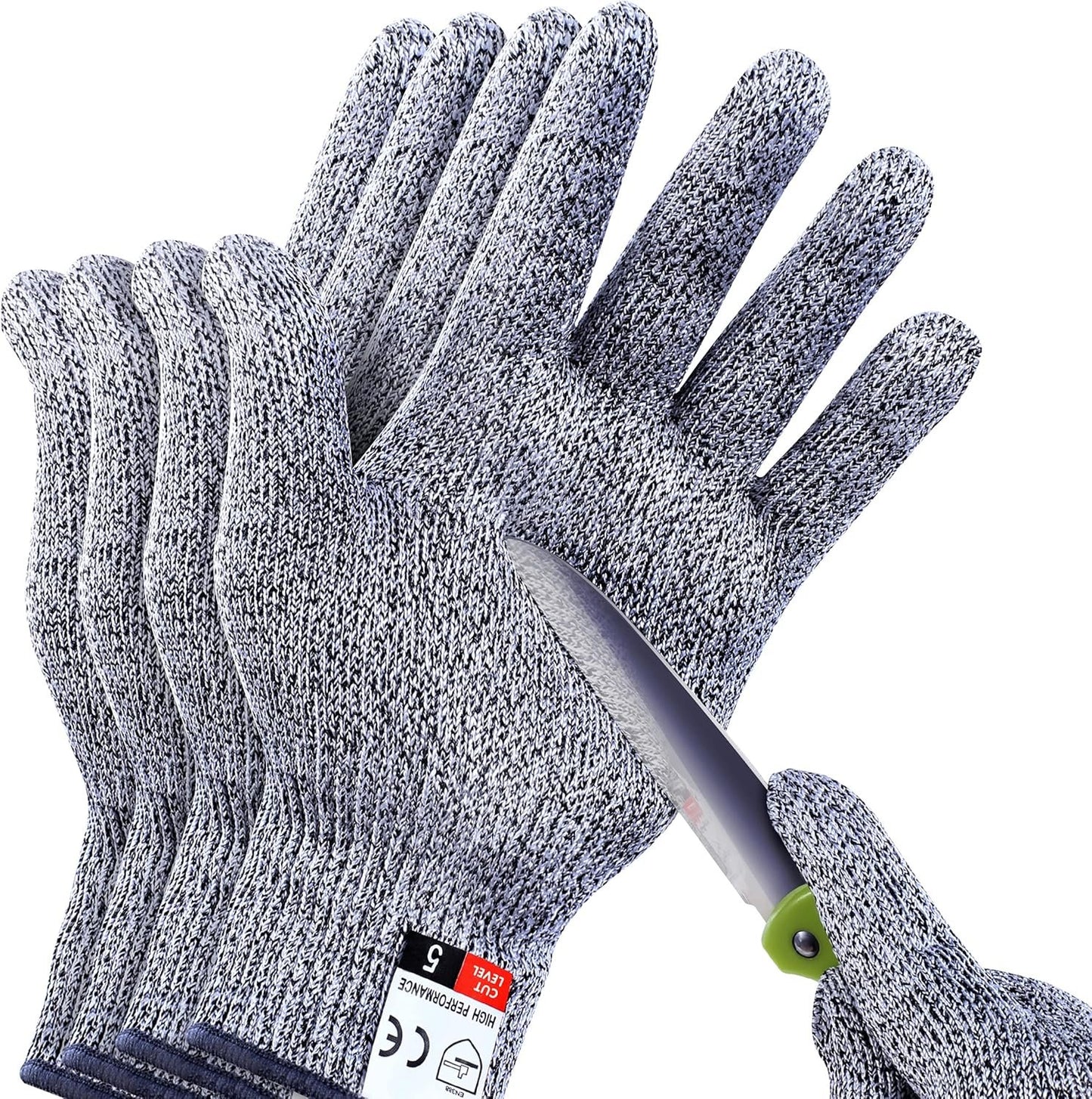 THOMEN 4 PCS (M+L) Cut Resistant Gloves Level 5 Protection for Kitchen, Upgrade Safety Anti Cutting Gloves for Meat Cutting, Wood Carving, Mandolin Slicing and More